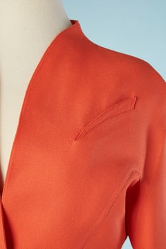 Orange single-breasted jacket with snap in the middle front Thierry Mugler