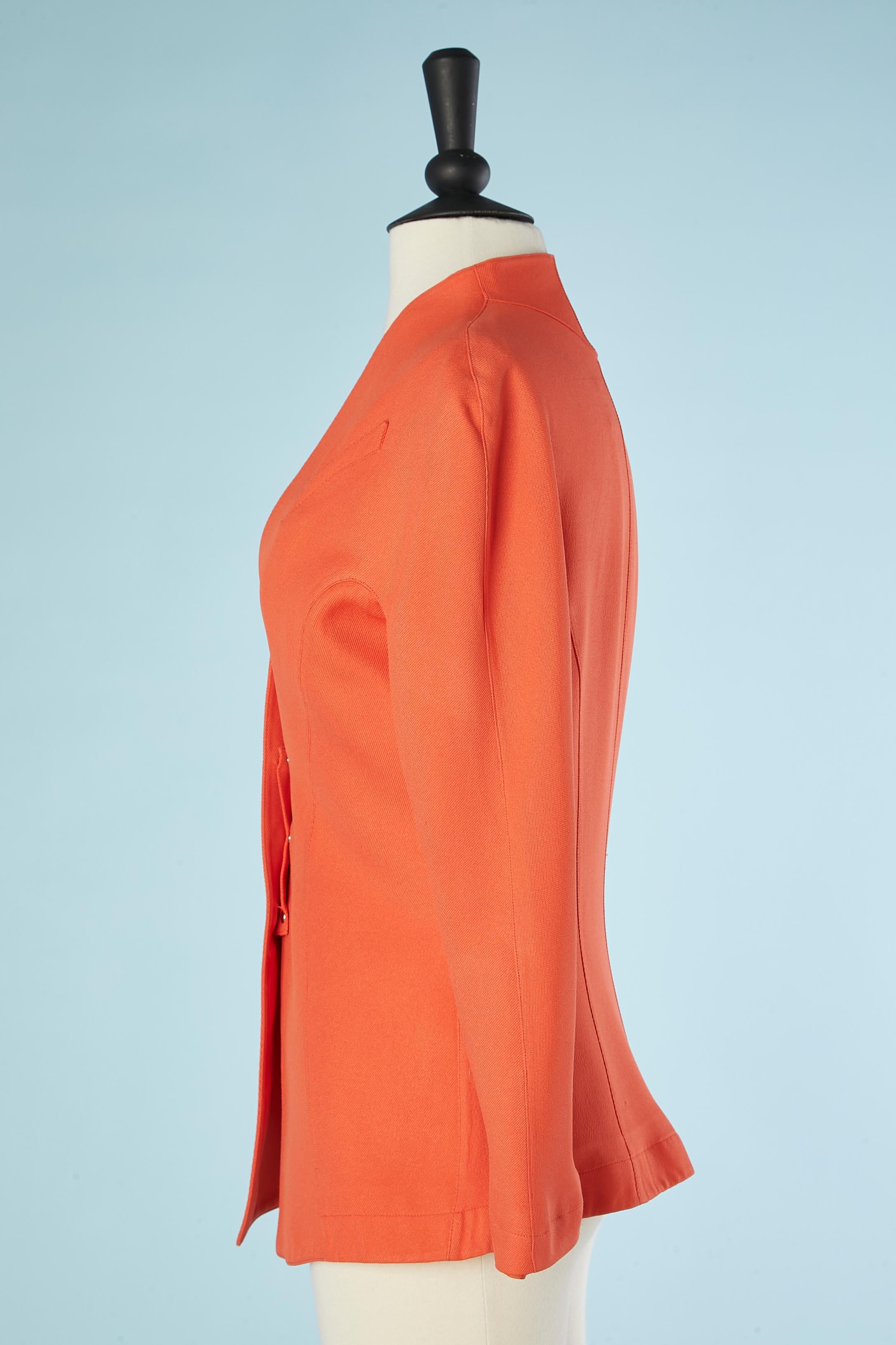 Red Orange single-breasted jacket with snap in the middle front Thierry Mugler For Sale