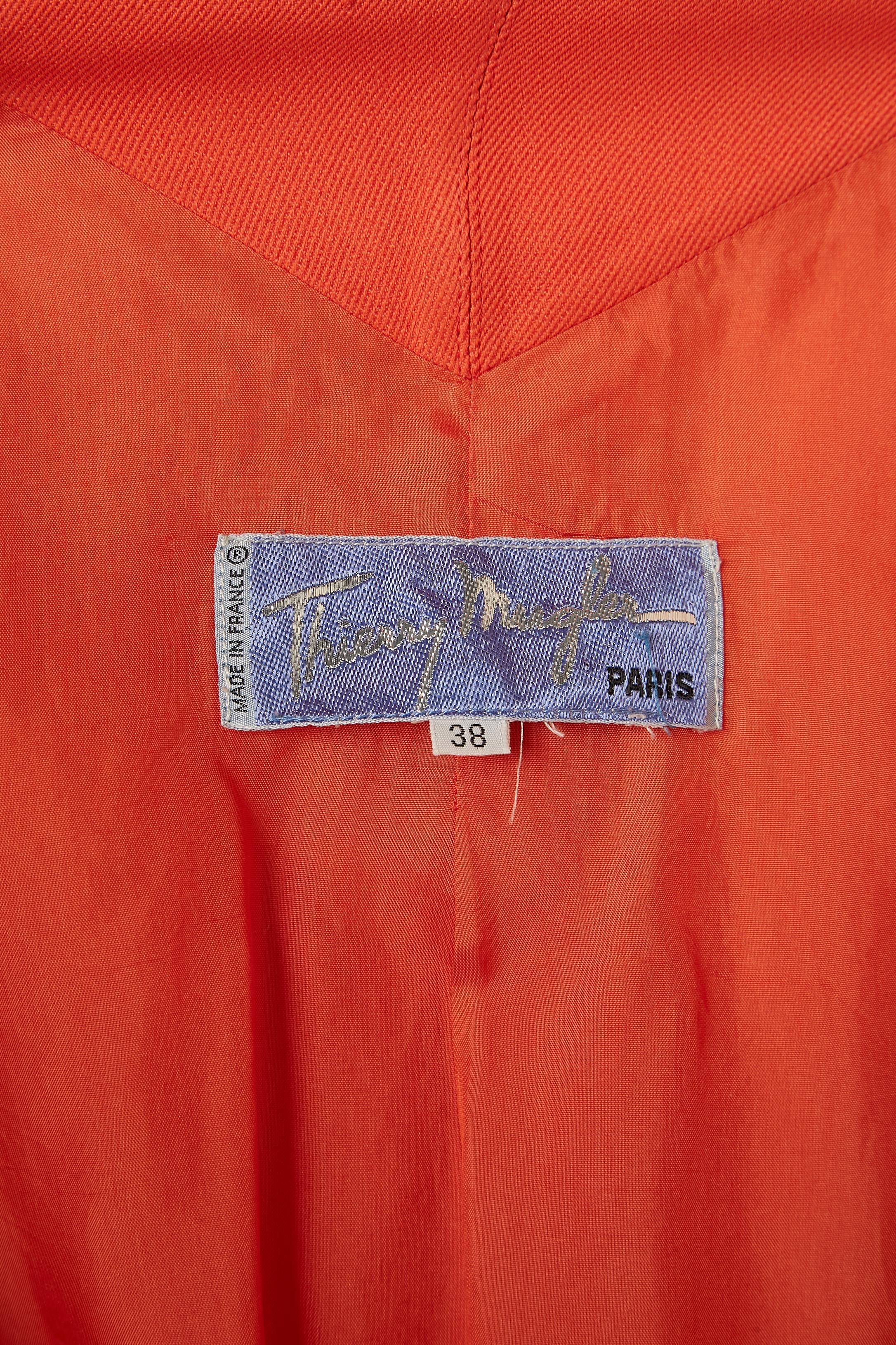 Veste orange à simple boutonnage avec boutonnage au milieu de la face avant Thierry Mugler Pour femmes en vente