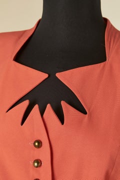 Orange skirt-suit with notch collar EXTENZO