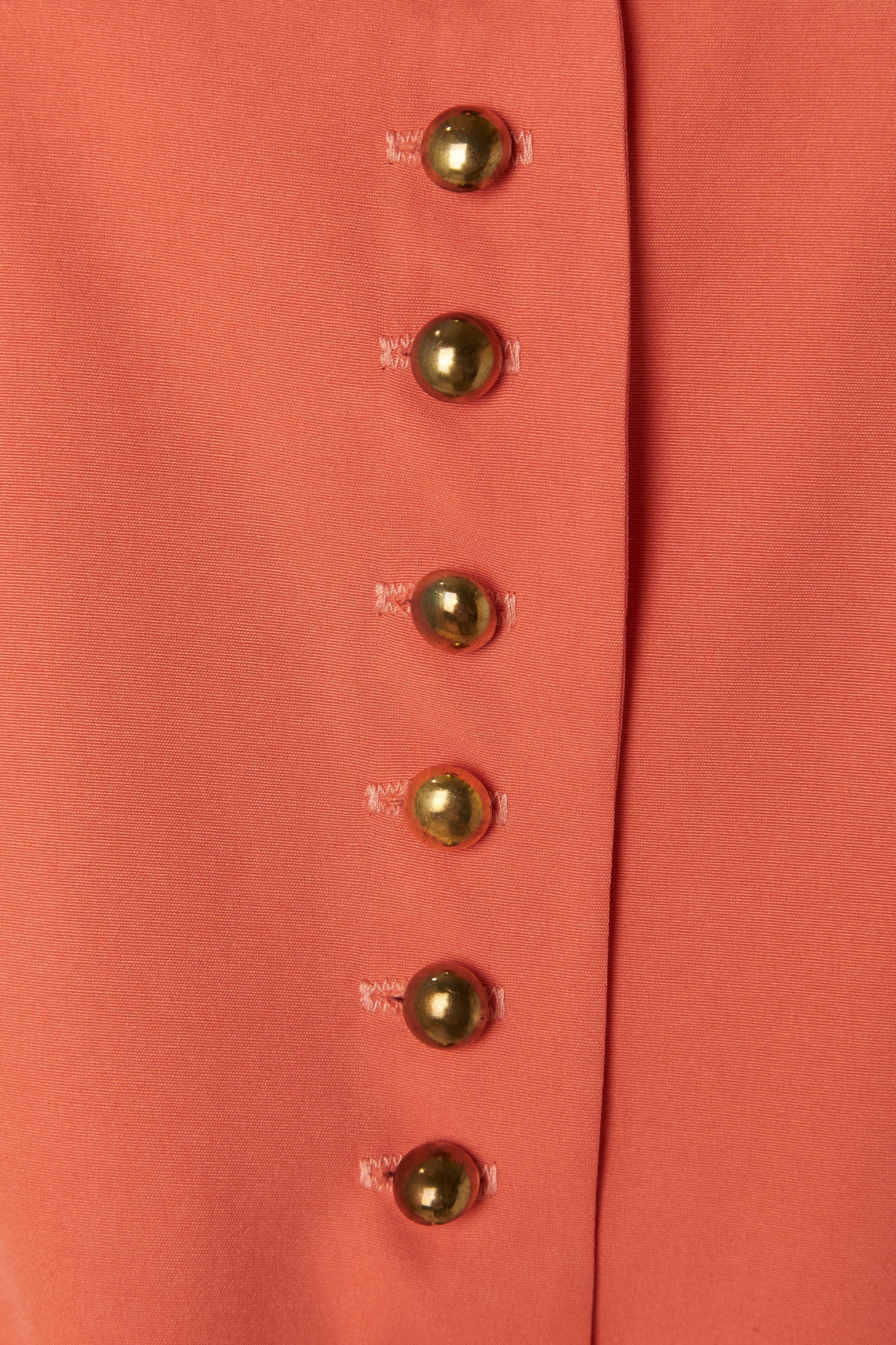 Arancia Gonna-suit arancione con colletto a intaglio EXTENZO in vendita
