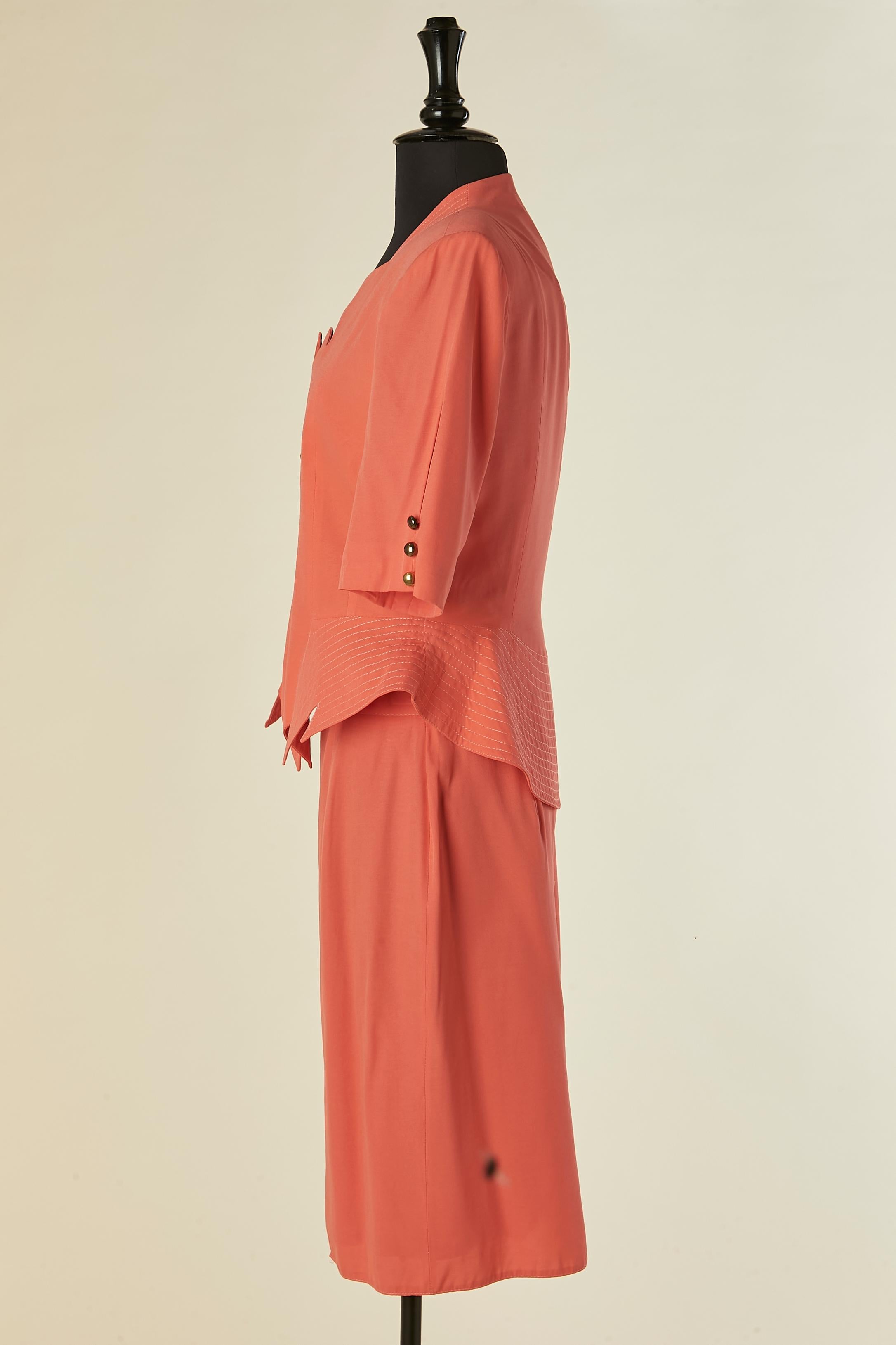Donna Gonna-suit arancione con colletto a intaglio EXTENZO in vendita