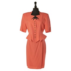 Orange skirt-suit with notch collar EXTENZO