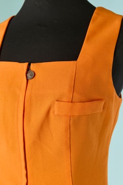 Orangefarbener, ärmelloser, kurzer Jumpsuit von VERSACE JEANS COUTURE