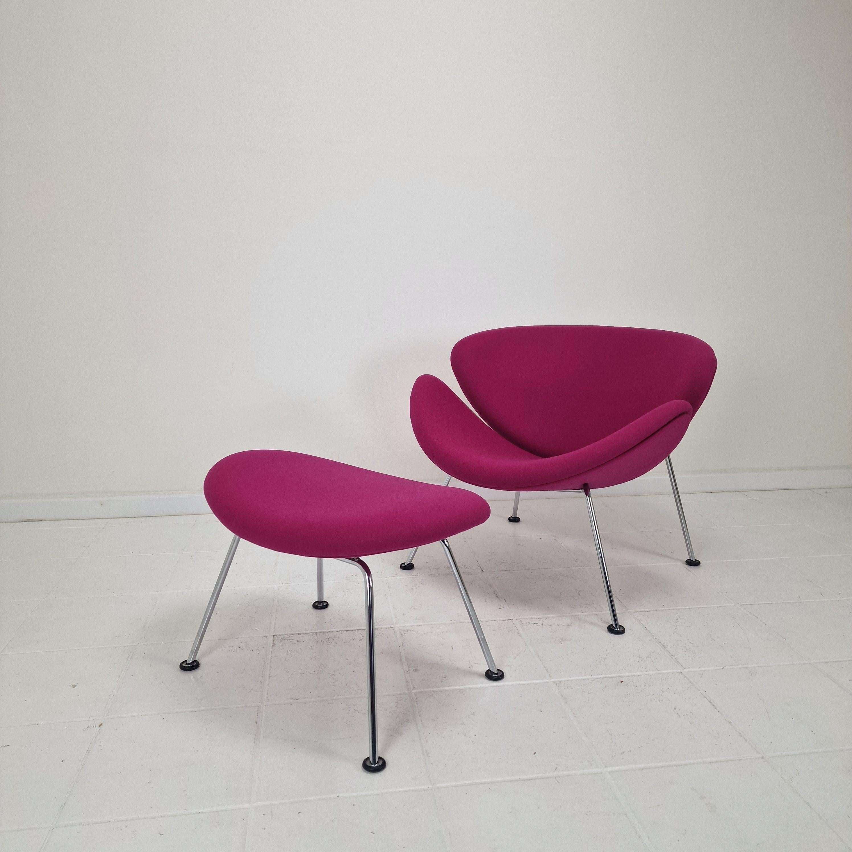 Silla Orange Slice con otomana de Pierre Paulin para Artifort, años 1980 Moderno de mediados de siglo en venta