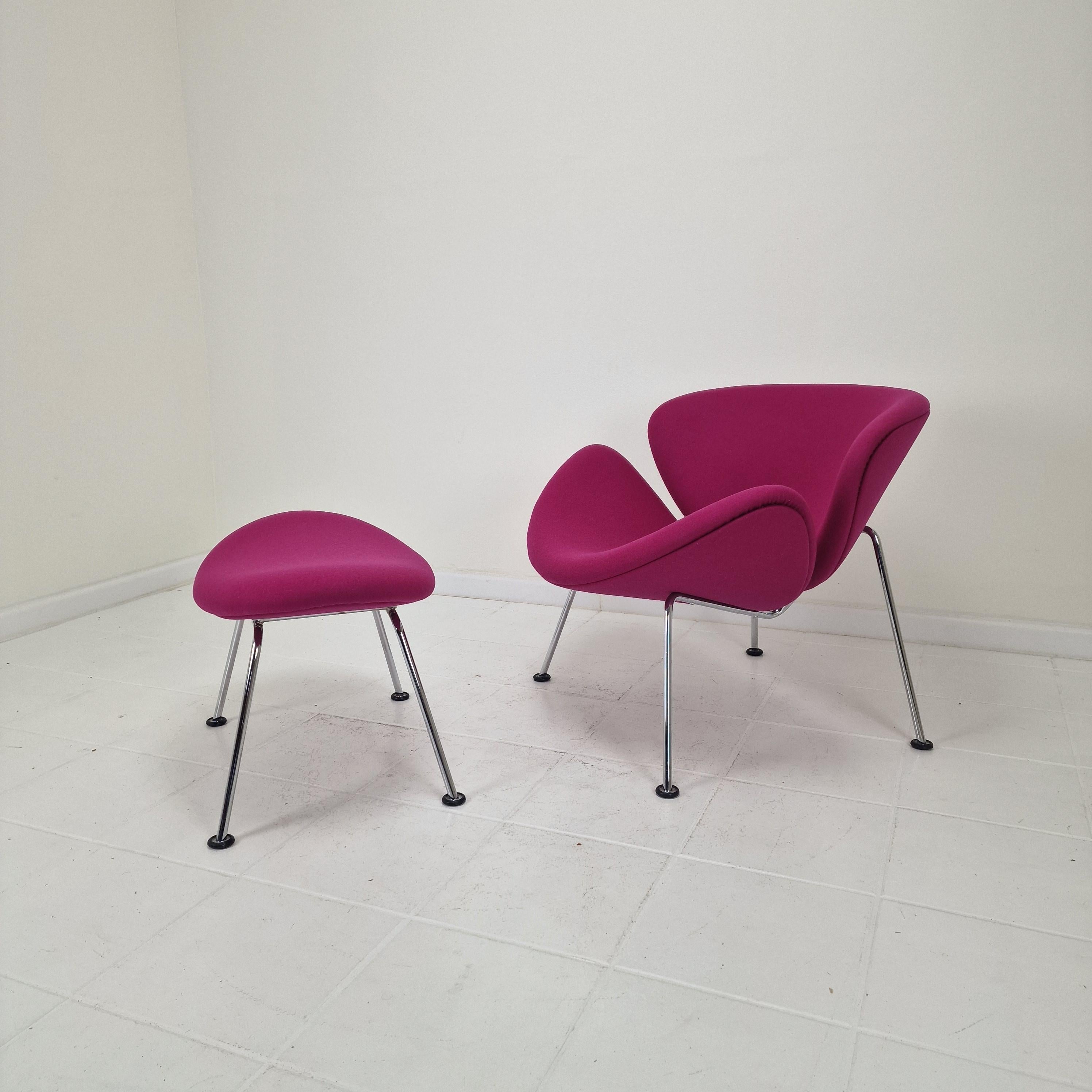 Silla Orange Slice con otomana de Pierre Paulin para Artifort, años 1980 Holandés en venta
