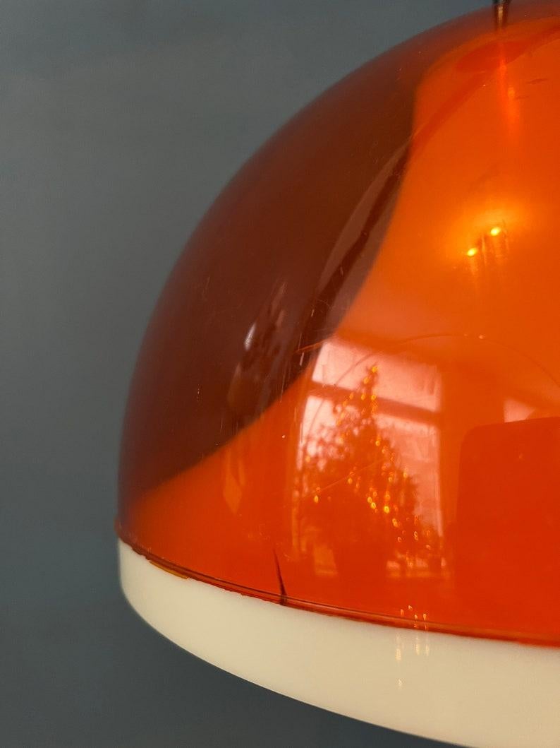 Orange Smoked Acrylic Glass Space Age Pendant Lamp by Dijkstra, 1970s For Sale 5