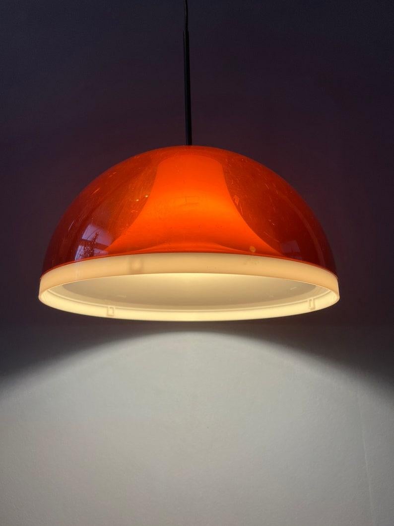 20th Century Orange Smoked Acrylic Glass Space Age Pendant Lamp by Dijkstra, 1970s For Sale