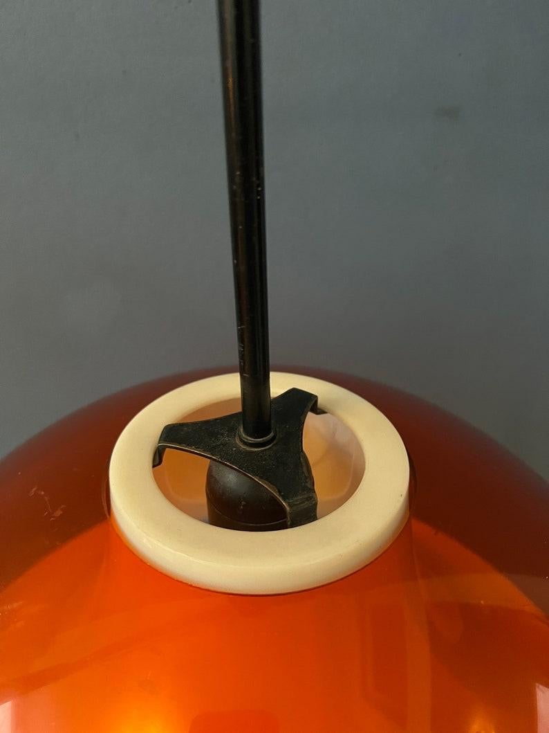 Orange Smoked Acrylic Glass Space Age Pendant Lamp by Dijkstra, 1970s For Sale 3