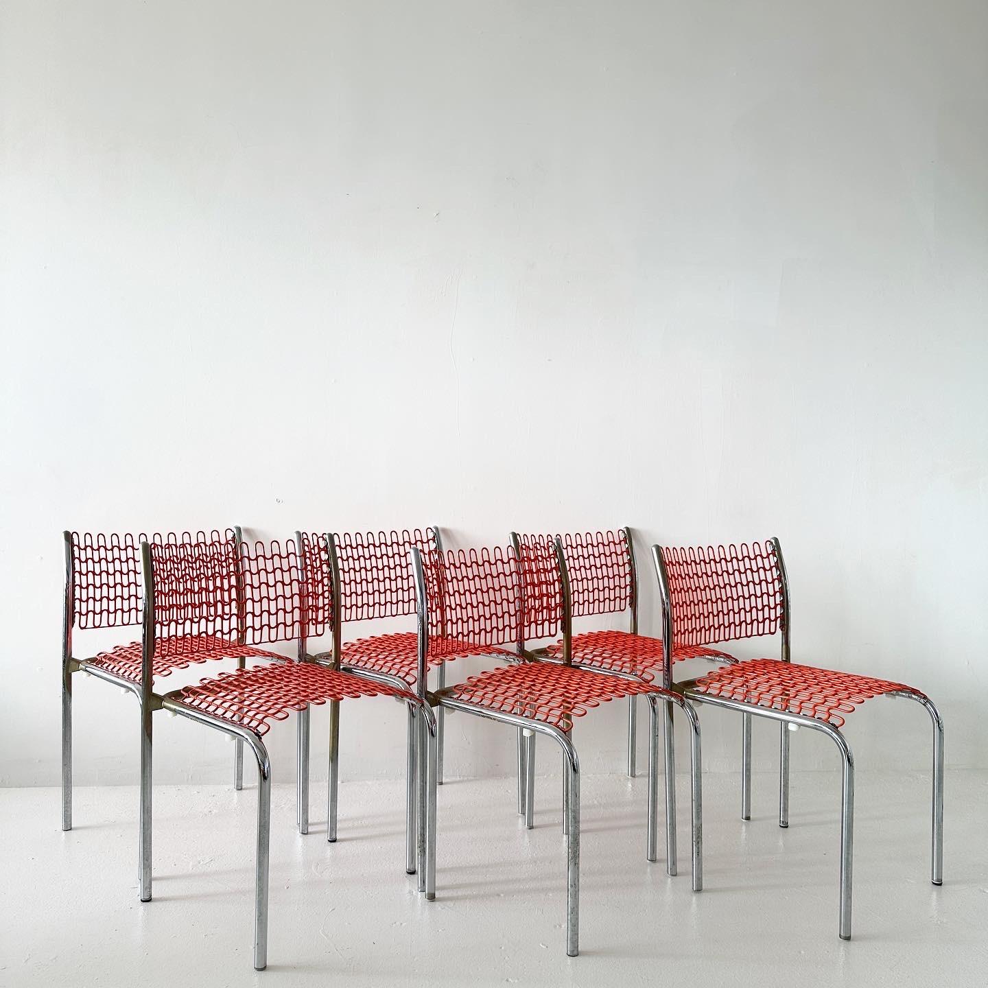 Post-Modern Orange Sof Tech Chairs by David Rowland for Thonet (set of 4) For Sale