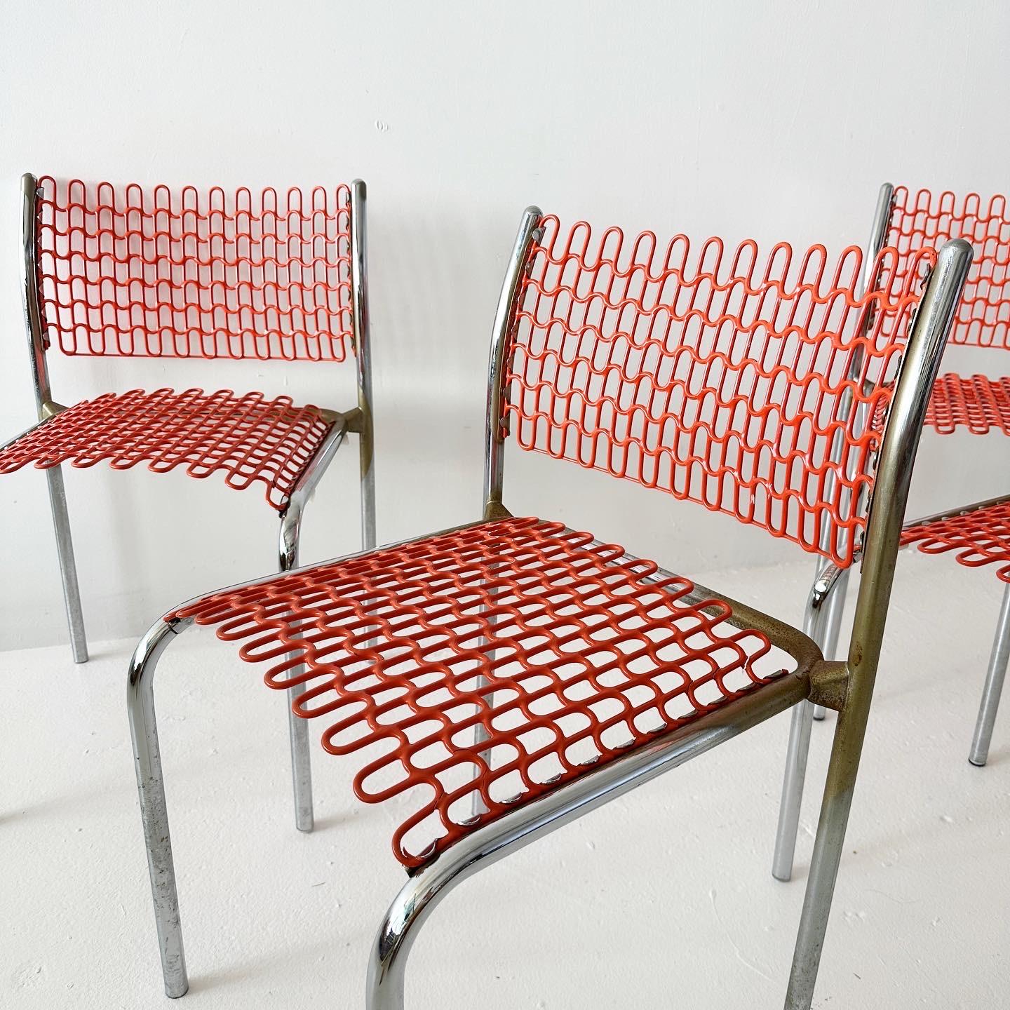 American Orange Sof Tech Chairs by David Rowland for Thonet (set of 4) For Sale