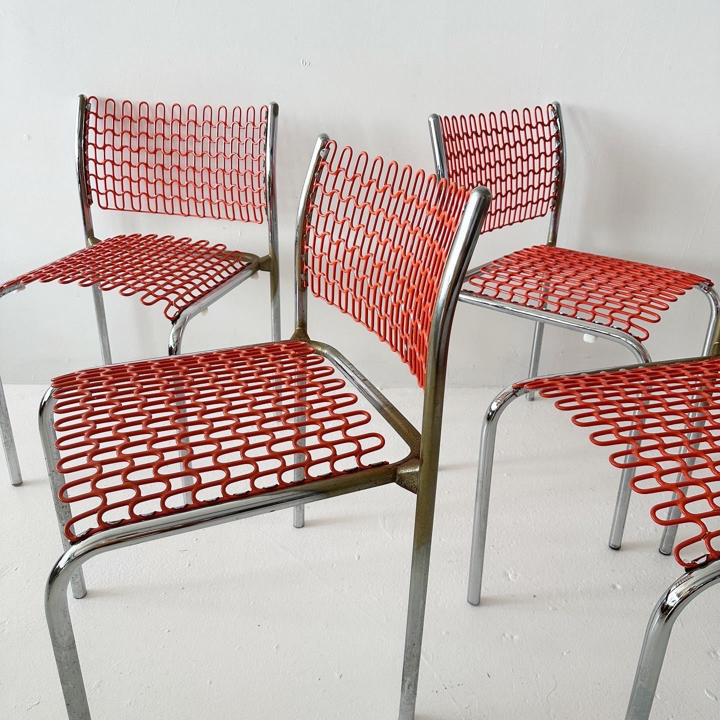 Orange Sof Tech Chairs by David Rowland for Thonet (set of 4) In Good Condition For Sale In Los Angeles, CA