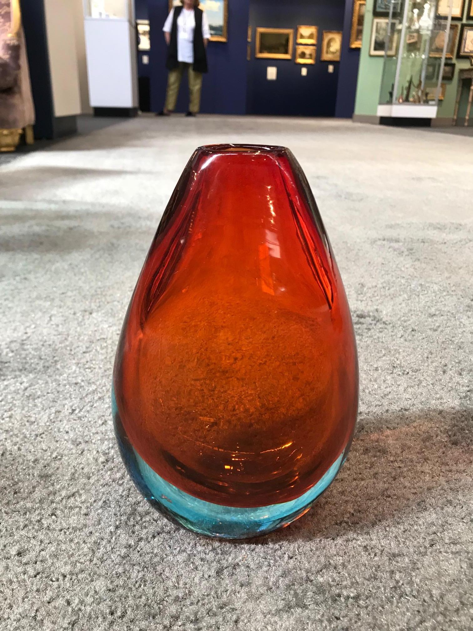 Sommerso glass vase attributed to Flavio Poli.