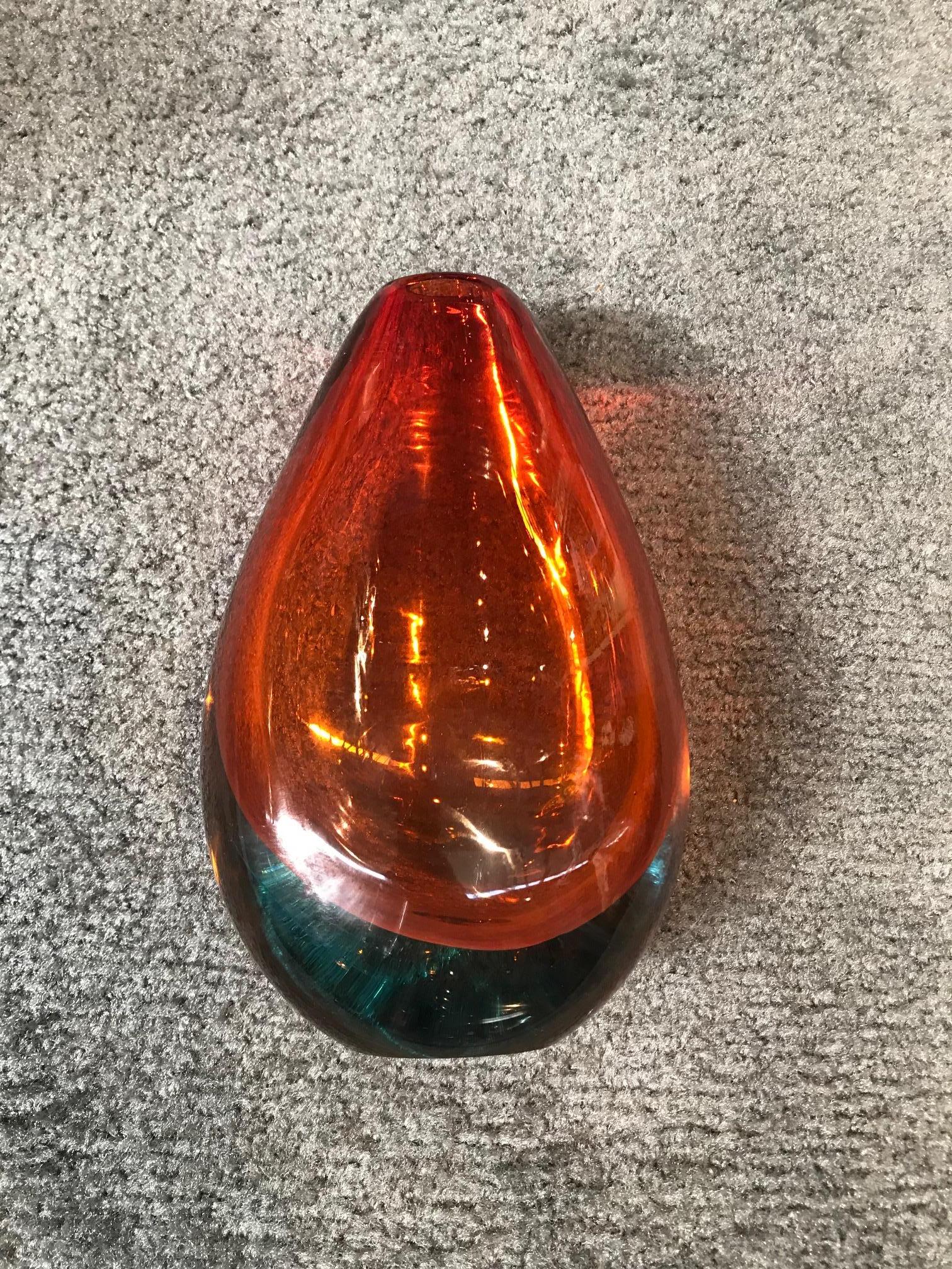 Orange Sommerso Glass Vase Attributed to Flavio Poli In Excellent Condition In Montreal, QC