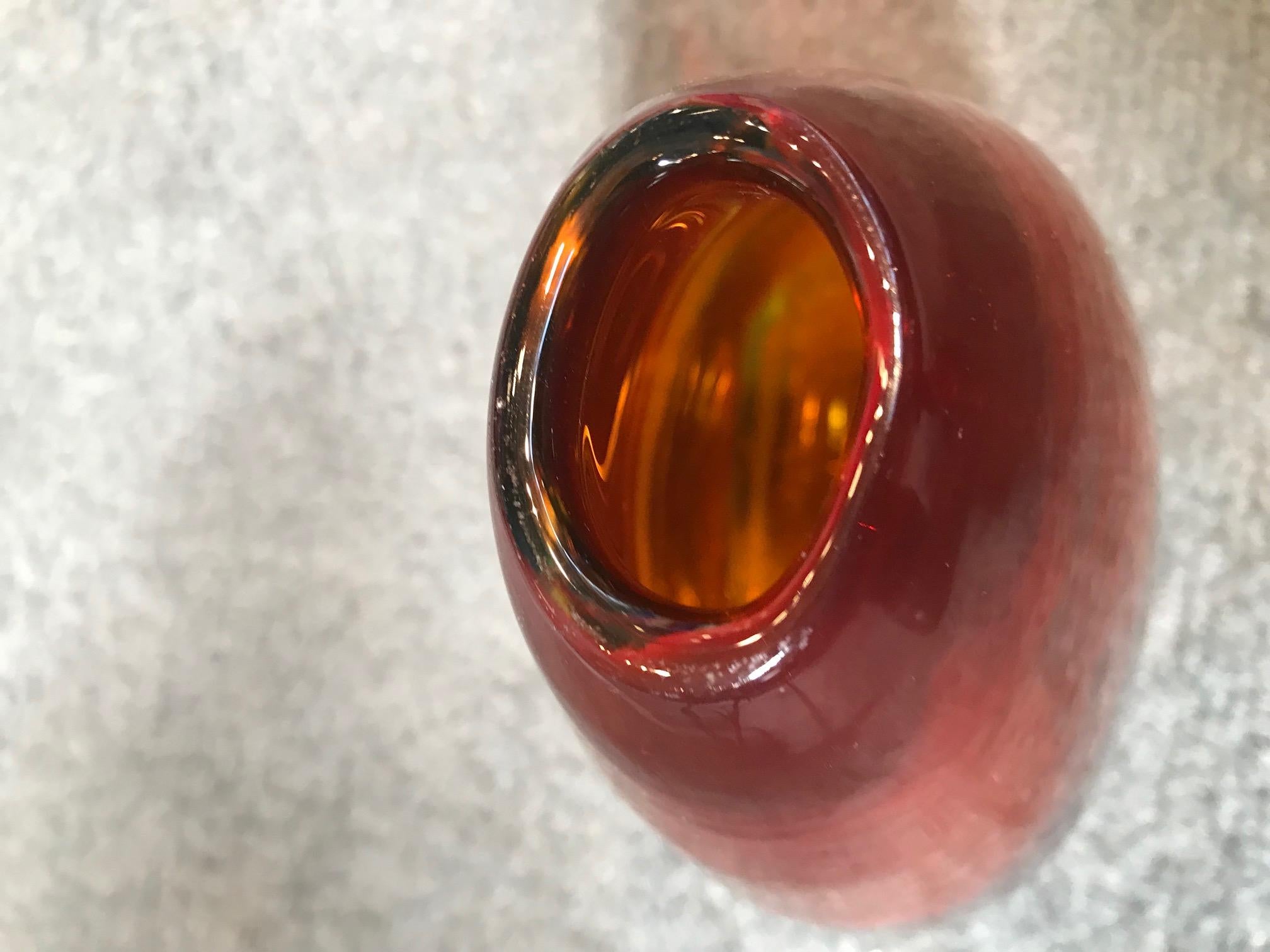 Orange Sommerso Glass Vase Attributed to Flavio Poli 1