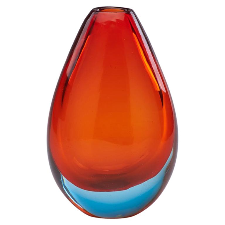 Orange Sommerso Glass Vase Attributed to Flavio Poli