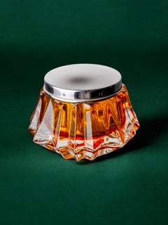 Orange sommerso jewelry box , Murano glass, Italy, 1970's