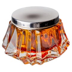 Orange sommerso jewelry box , Murano glass, Italy, 1970's