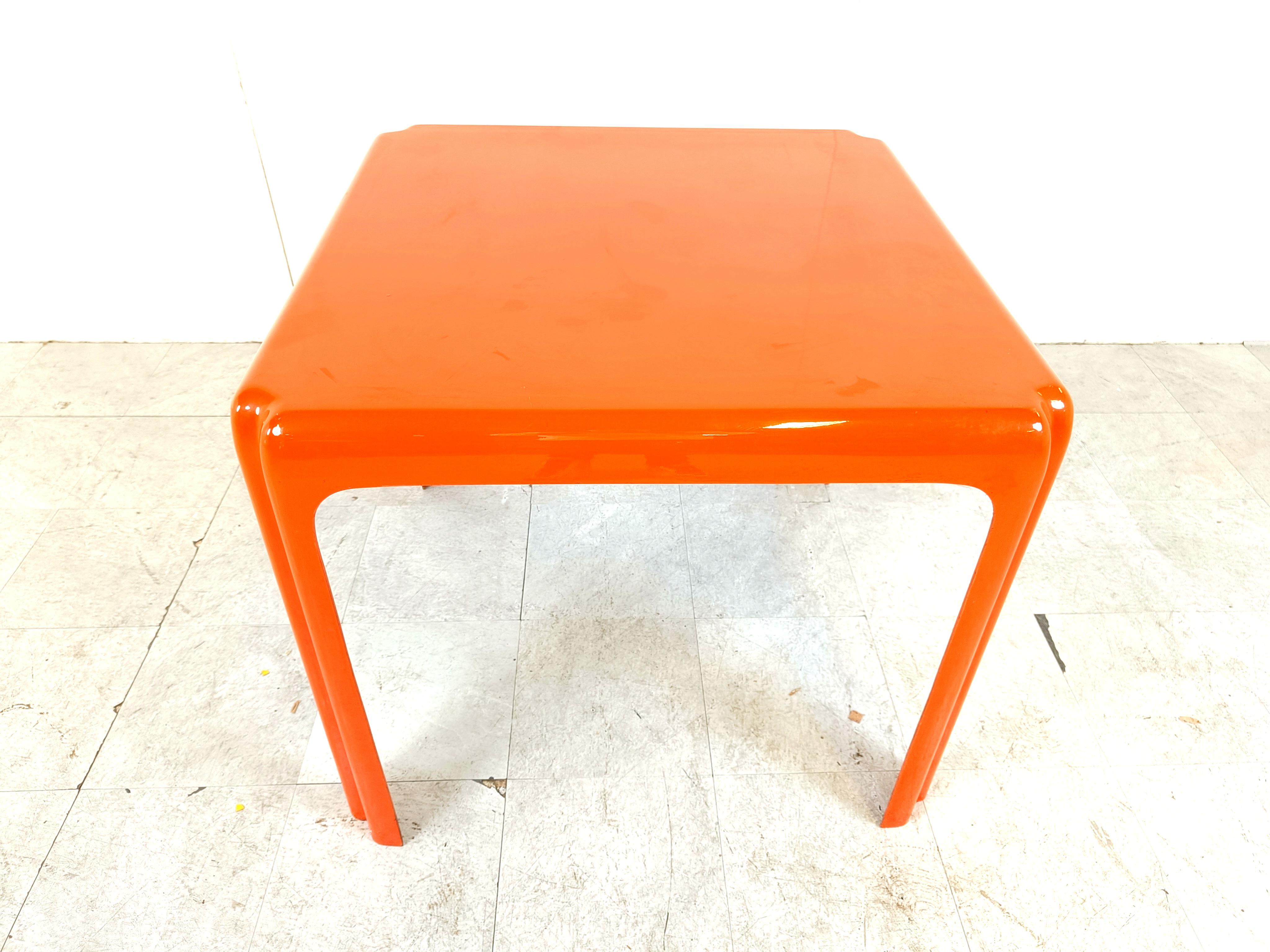 Belgian Orange space age fiberglass table, 1970s For Sale