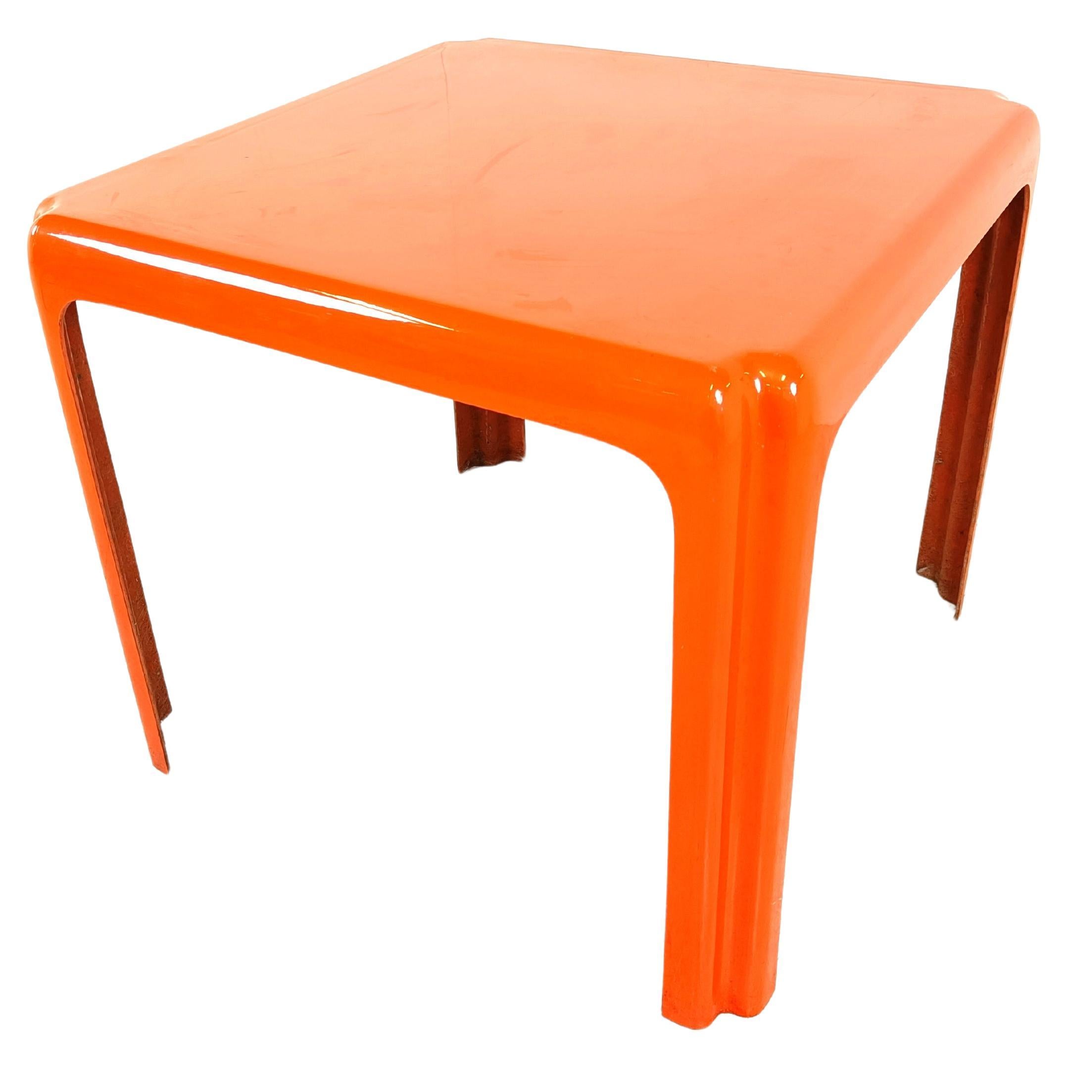 Orange space age fiberglass table, 1970s For Sale