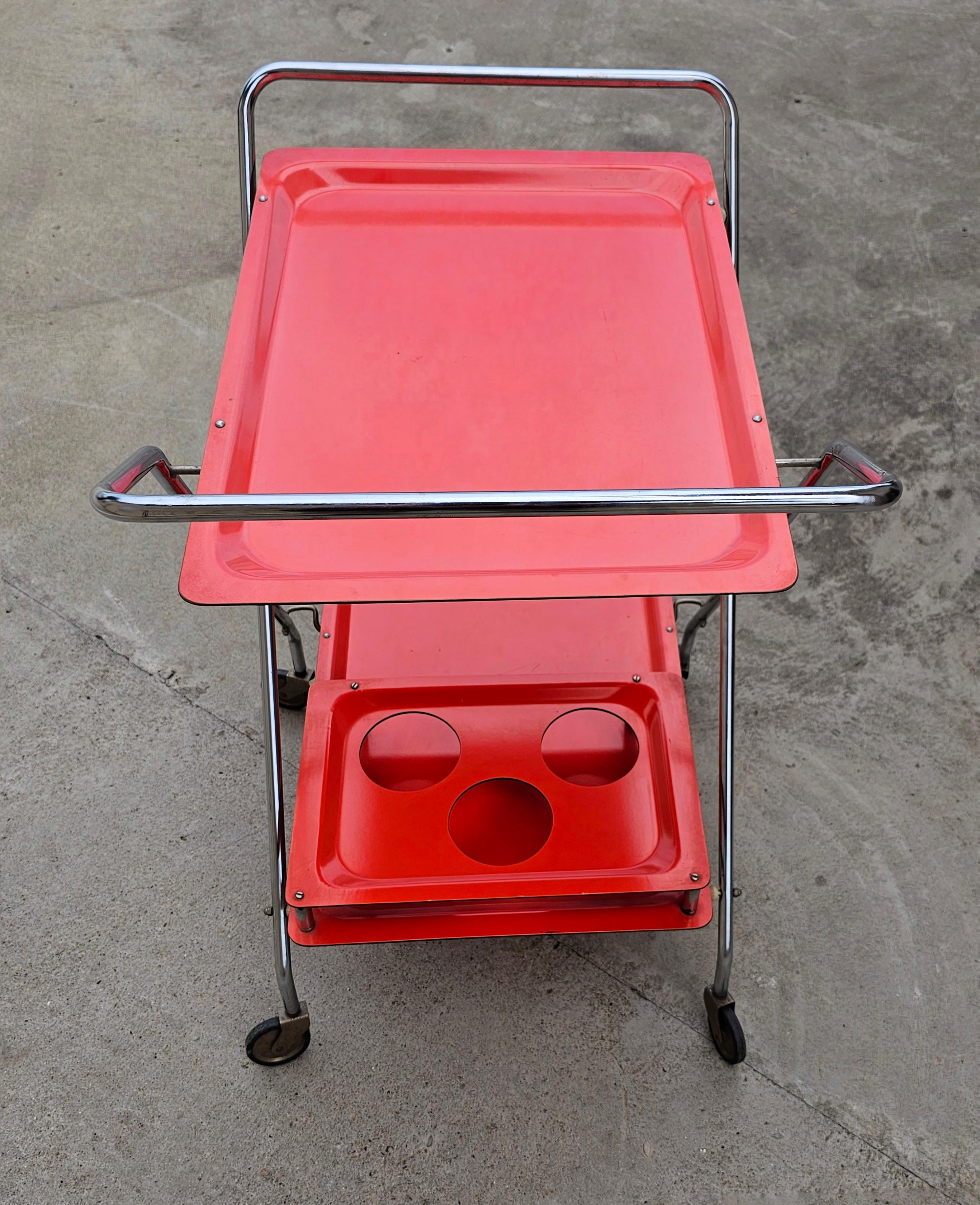 Orange Space Age Serving Trolley or Bar Cart, West Germany 1970s For Sale 6