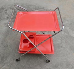 Orange Space Age Serving Trolley or Bar Cart, West Germany 1970s