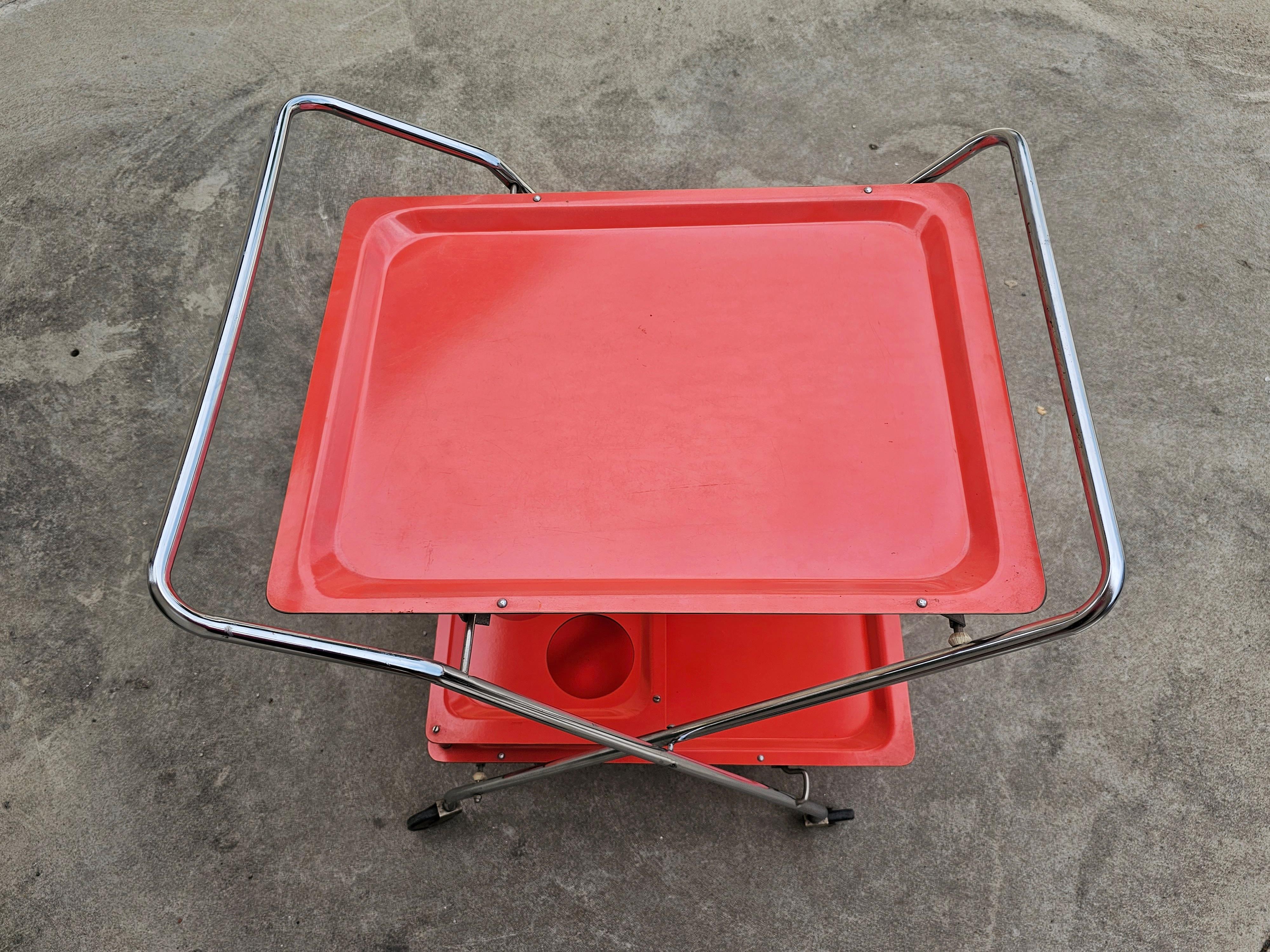 Orange Space Age Serving Trolley or Bar Cart, West Germany 1970s In Good Condition For Sale In Beograd, RS