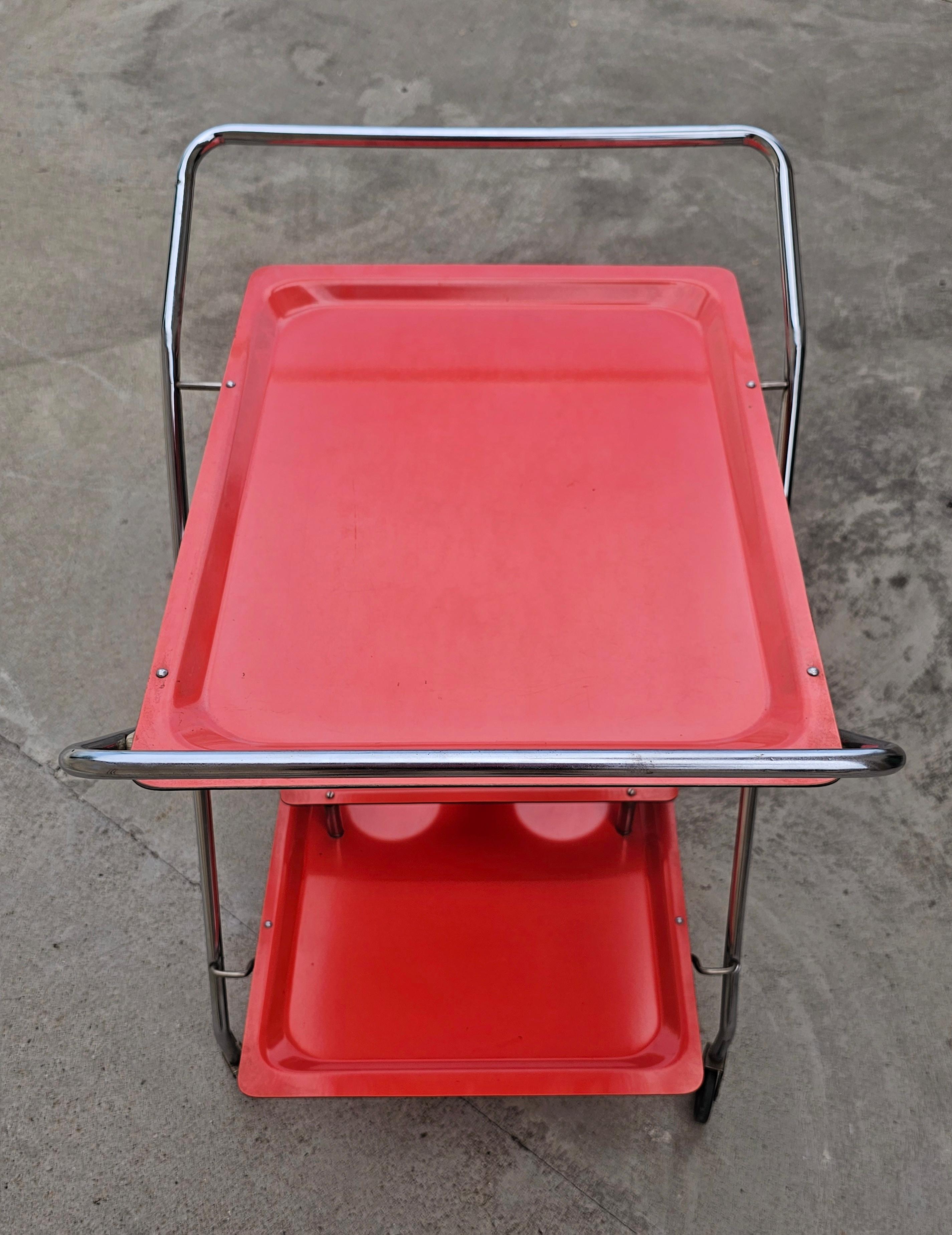 Orange Space Age Serving Trolley or Bar Cart, West Germany 1970s For Sale 2