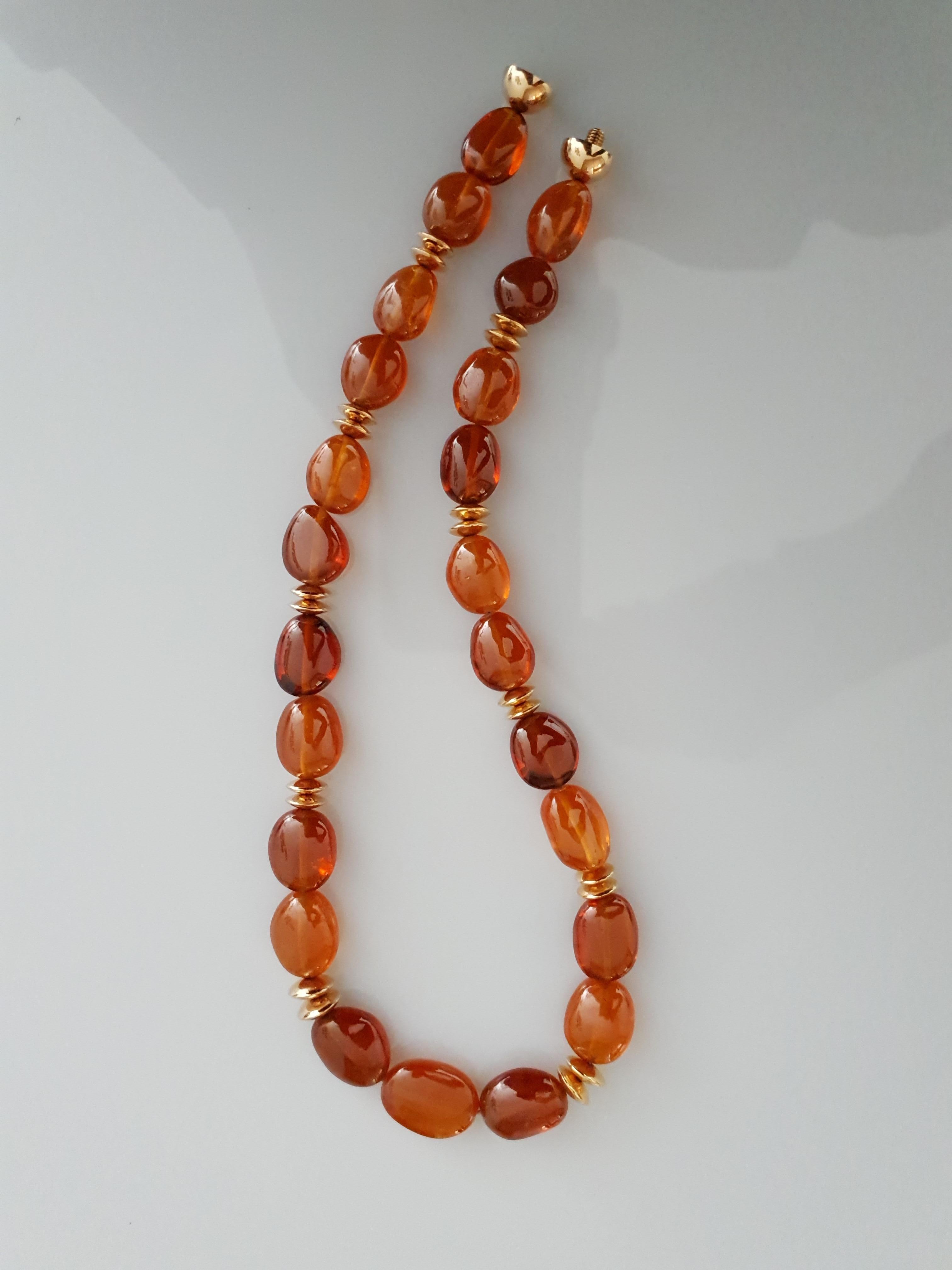 Orange Spessartite, Garnet Baroque Beaded Necklace with 18 Carat Rosé Gold 2