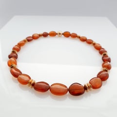 Collar de Cuentas Barroco de Espesartita Naranja y Granate con Oro Rosado de 18 Quilates