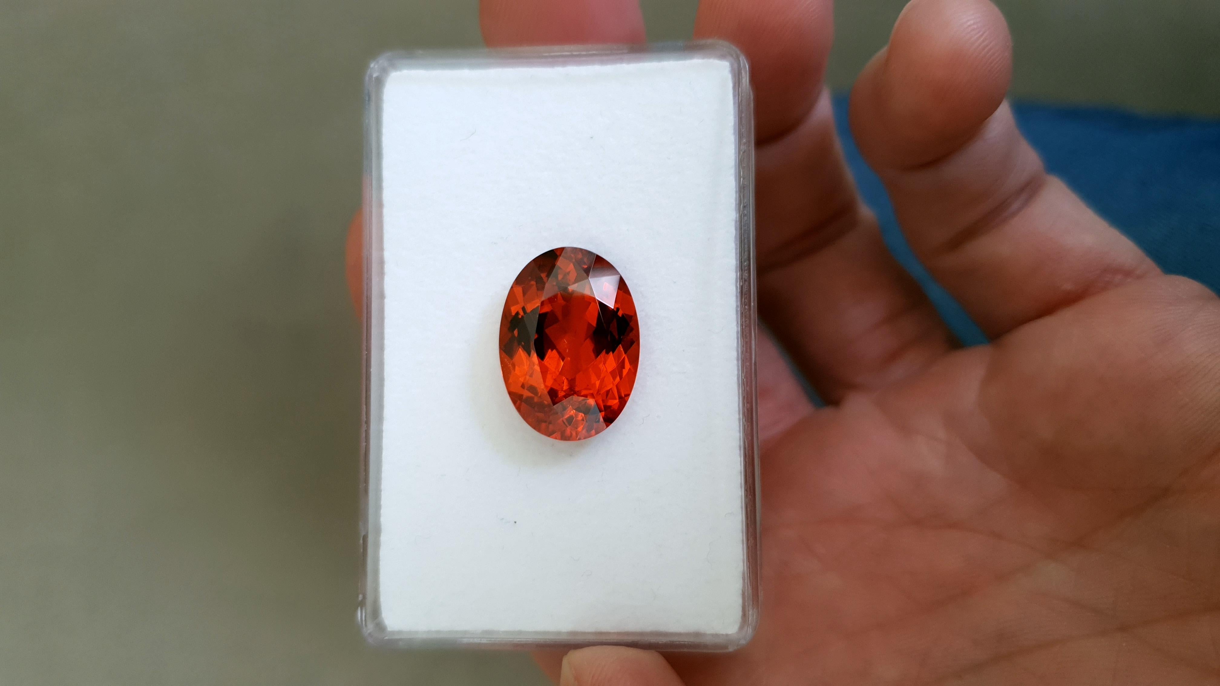 Orange Spessartite Garnet, Faceted Gem, 15, 95 ct., loose Gemstone, natural In New Condition For Sale In Kirschweiler, DE