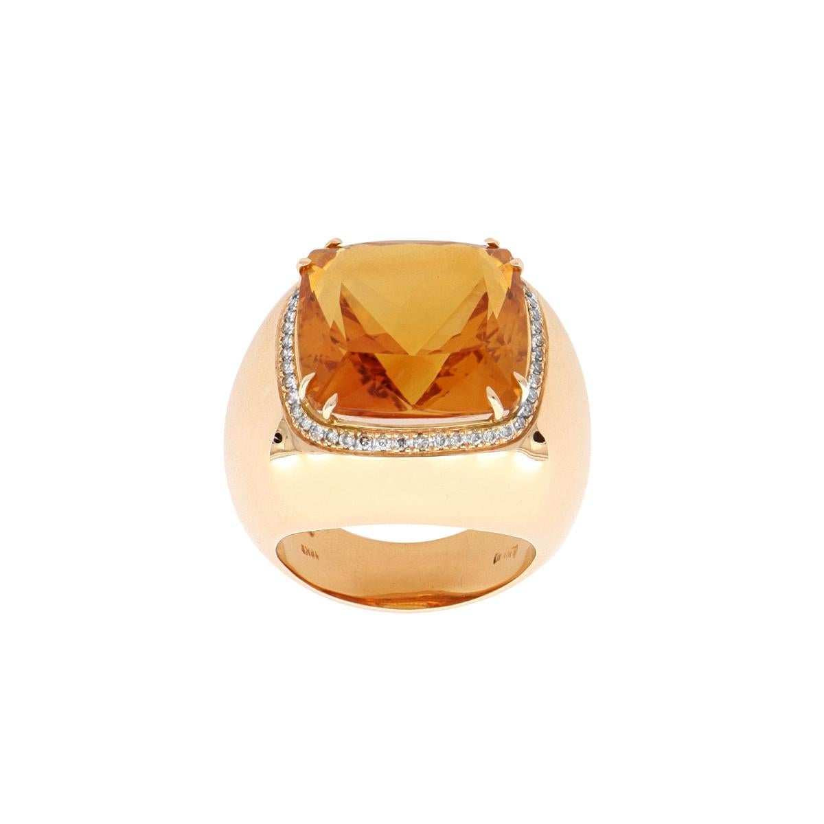 Im Angebot: Ring aus orangefarbenem Spinell und weißen Diamanten () 3