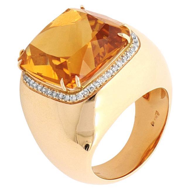 For Sale:  orange spinel and white diamonds ring