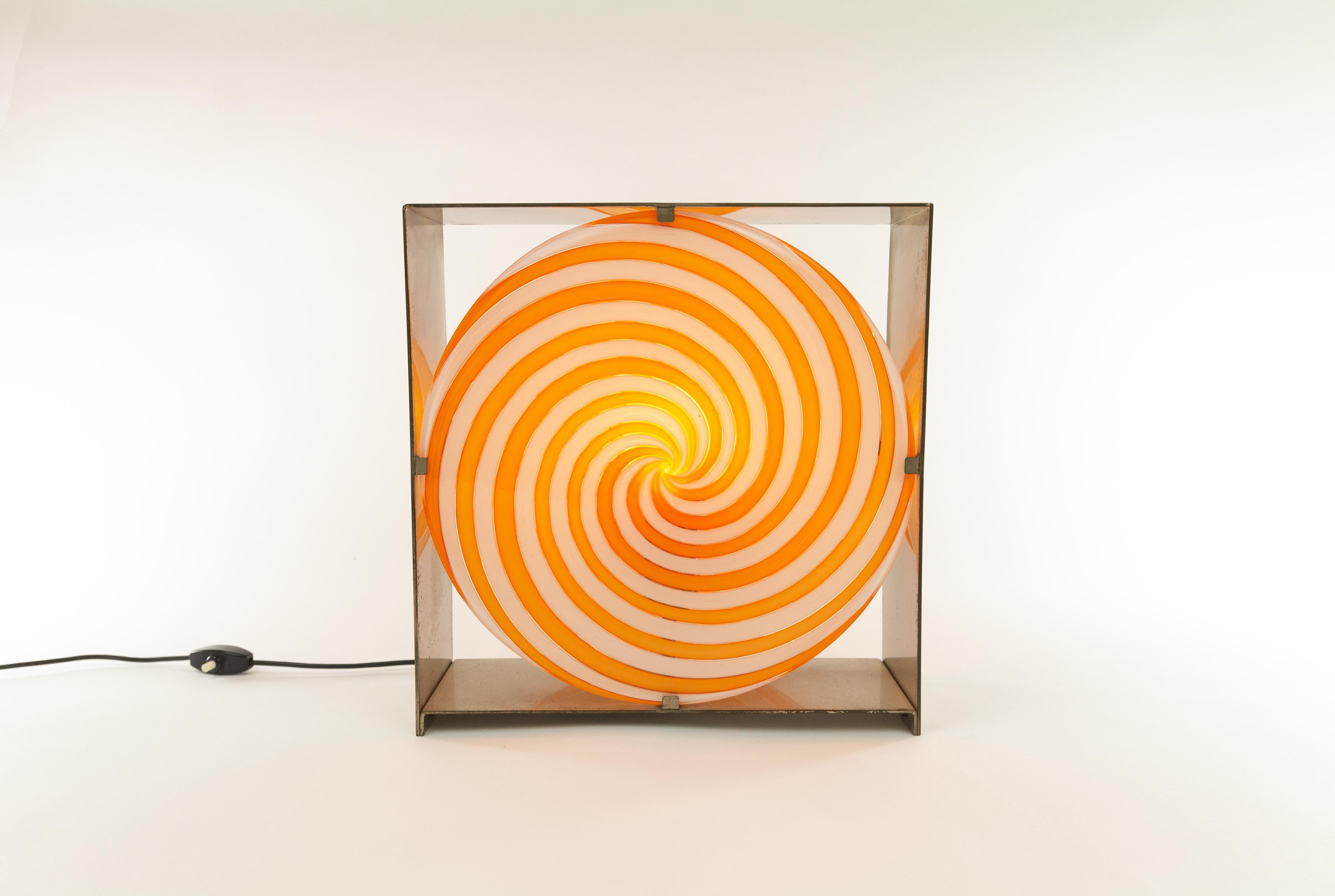 Orange Spiral Table Lamp LT 217 in Murano Glass by Carlo Nason for A.V. Mazzega In Excellent Condition In Rotterdam, NL