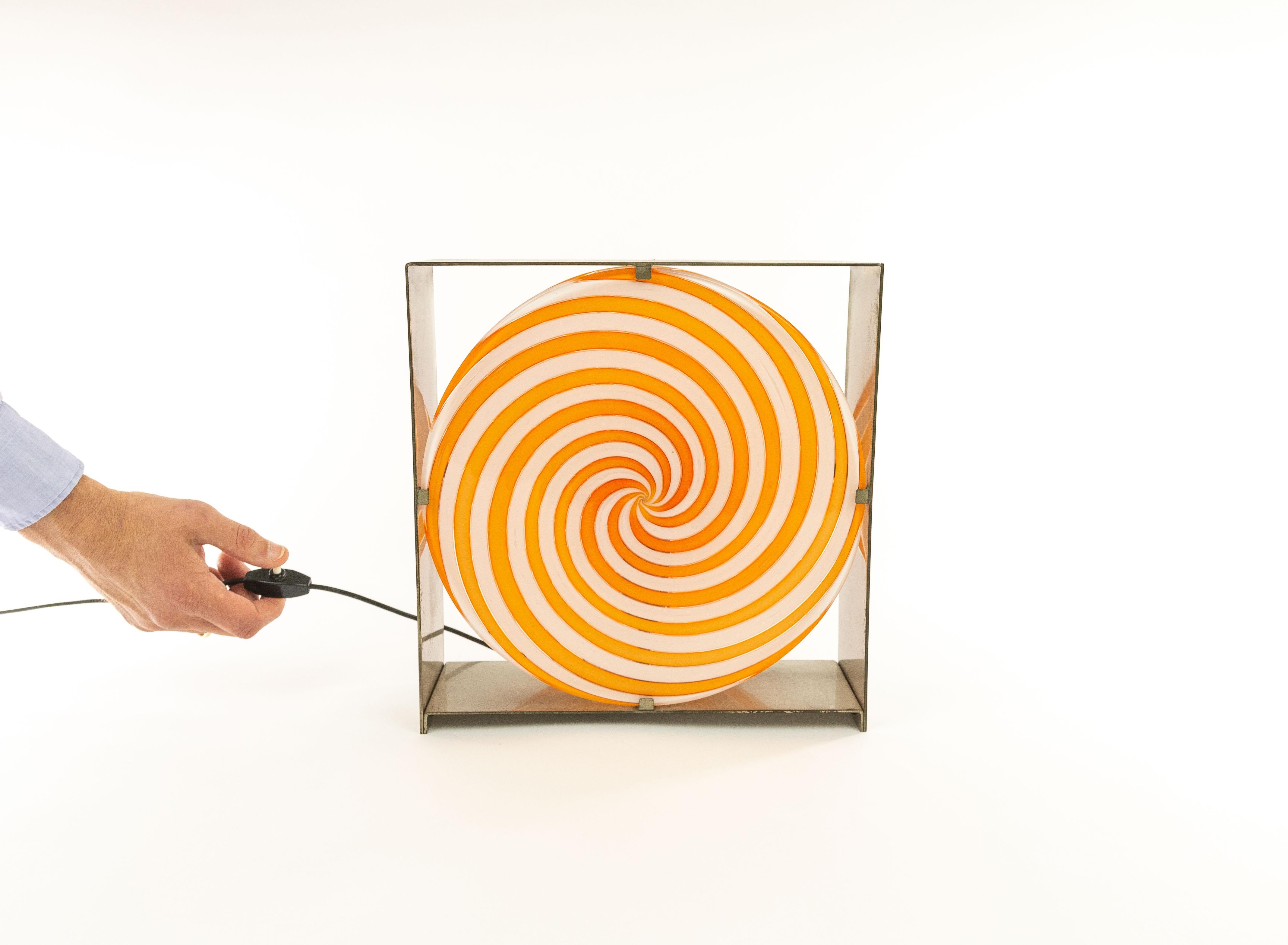 Mid-20th Century Orange Spiral Table Lamp LT 217 in Murano Glass by Carlo Nason for A.V. Mazzega