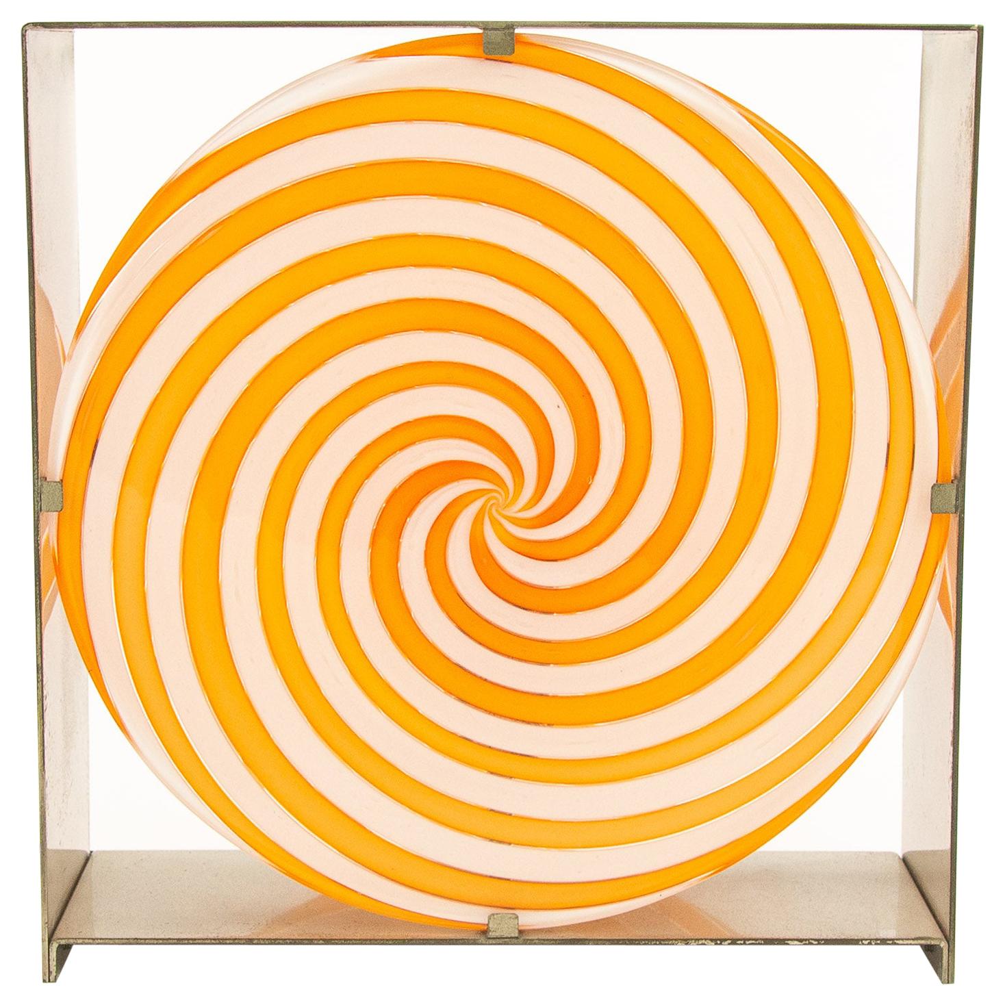 Orange Spiral Table Lamp LT 217 in Murano Glass by Carlo Nason for A.V. Mazzega