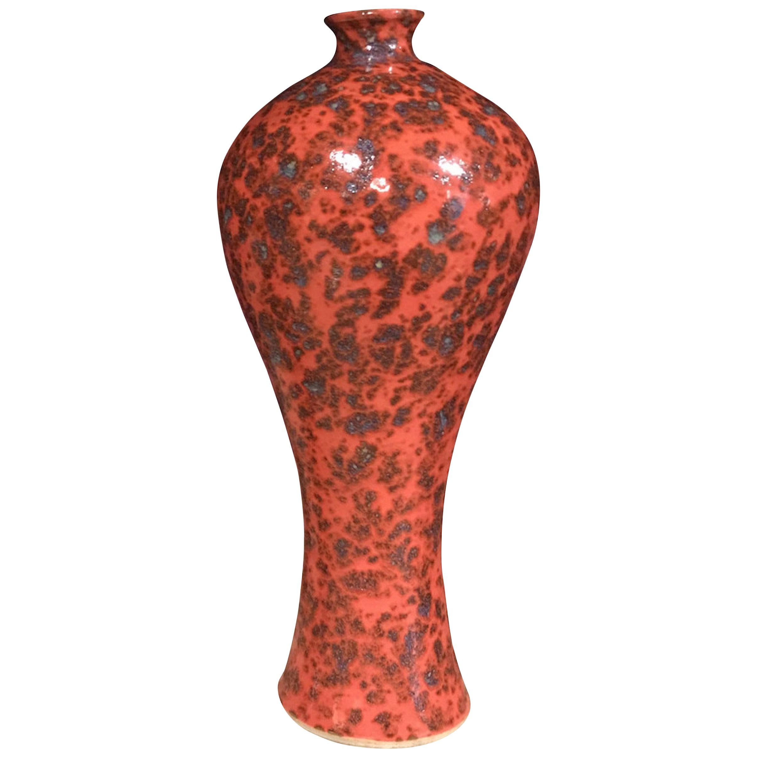 Orange Splatter Glaze Vase, China, Contemporary