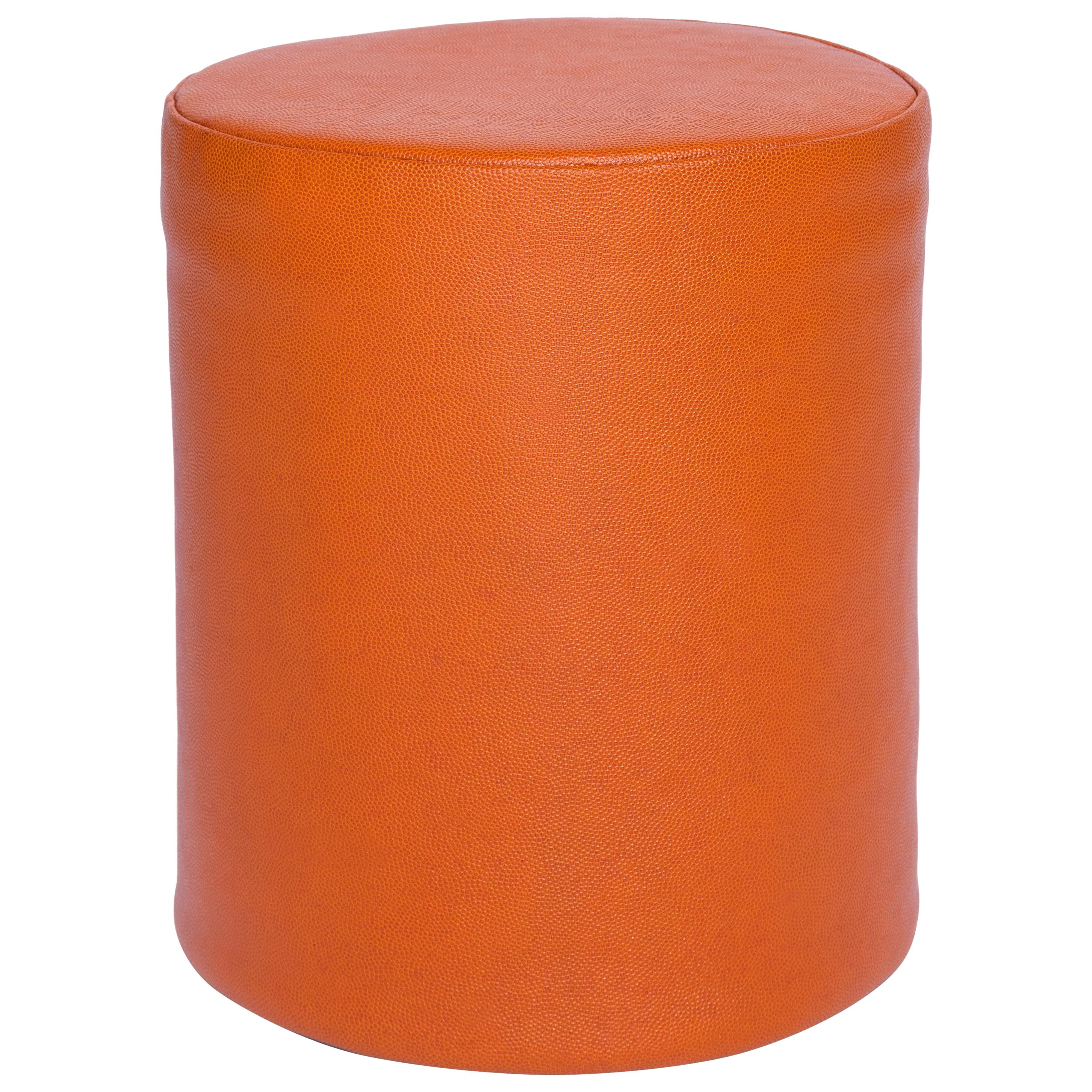 Orange Sport Pouf in Basketball Game-Ball Leather For Sale