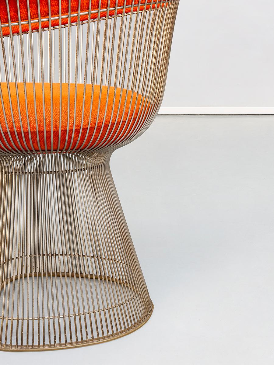 Orange, Steel and Fabric, Dining Chair, by Warren Platner for Knoll1, 960s 3