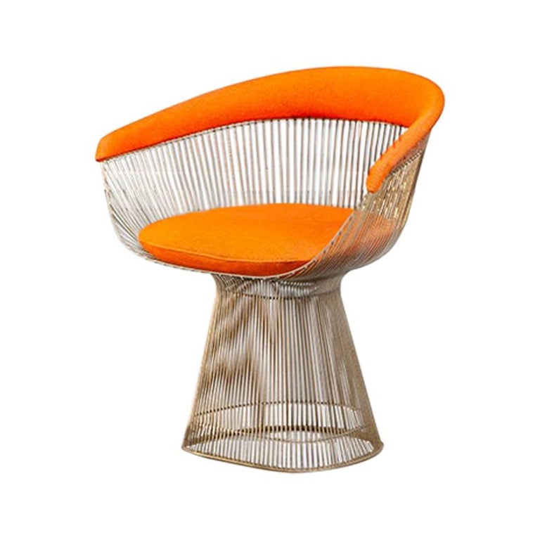 Orange, Steel and Fabric, Dining Chair, by Warren Platner for Knoll1, 960s 1