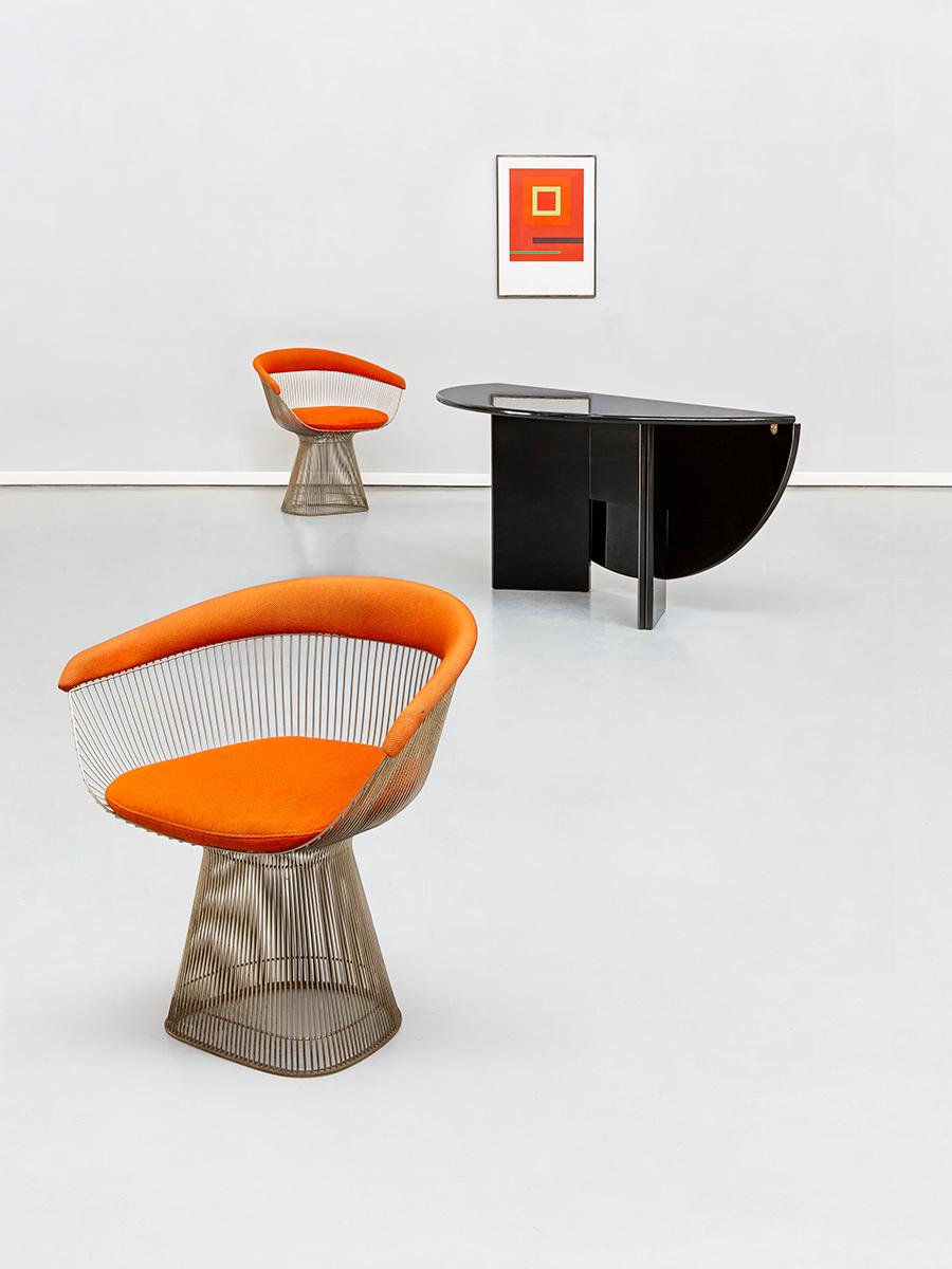 Orange, Steel and Fabric, Dining Chairs, by Warren Platner for Knoll1, 1960s 5