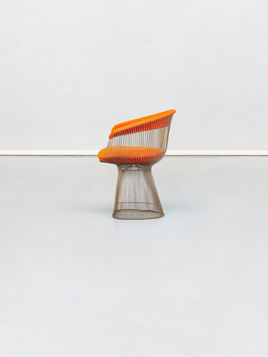 Mid-20th Century Orange, Steel and Fabric, Dining Chairs, by Warren Platner for Knoll1, 1960s