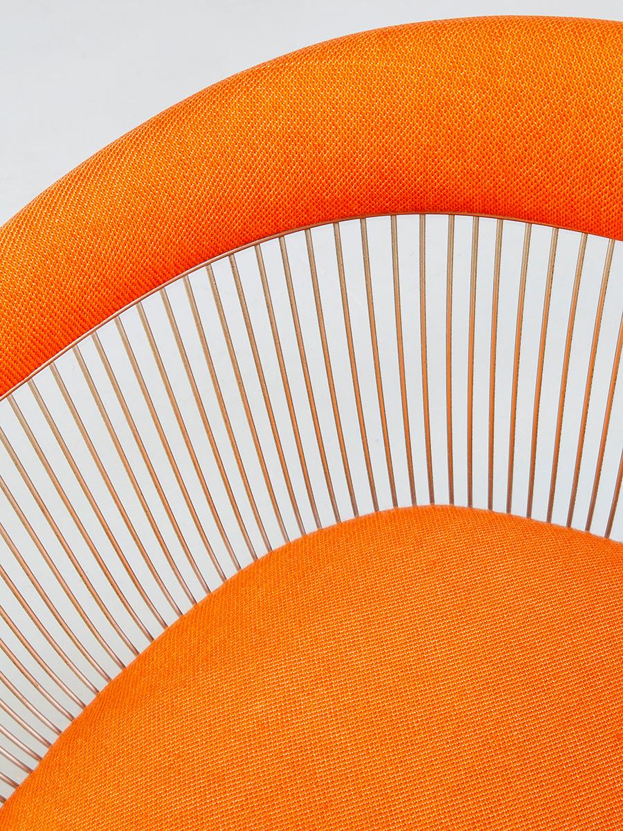 Orange, Steel and Fabric, Dining Chairs, by Warren Platner for Knoll1, 1960s 1