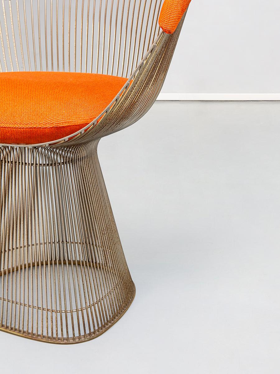 Orange, Steel and Fabric, Dining Chairs, by Warren Platner for Knoll1, 1960s 3