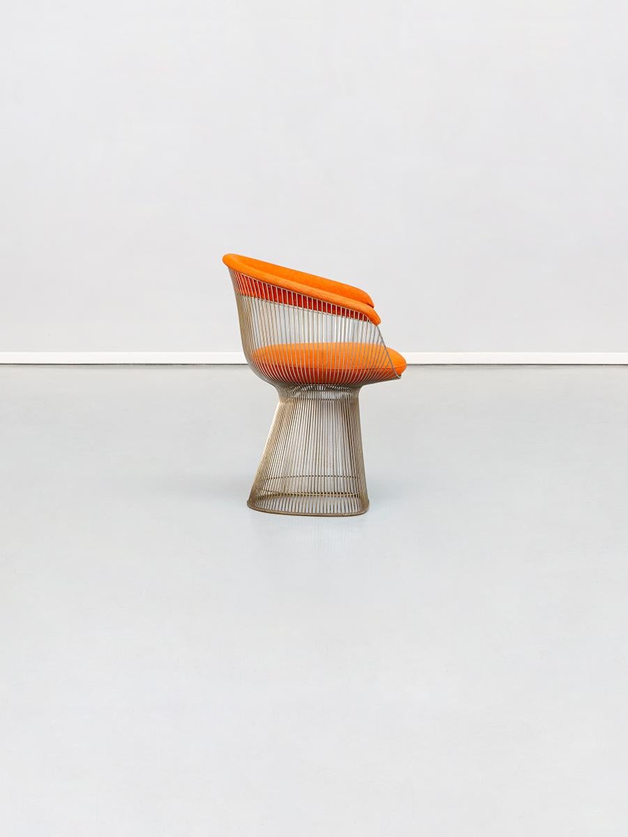 Mid-Century Modern Orange, Steel and Fabric, Dining Chairs, by Warren Platner for Knoll, 1960s