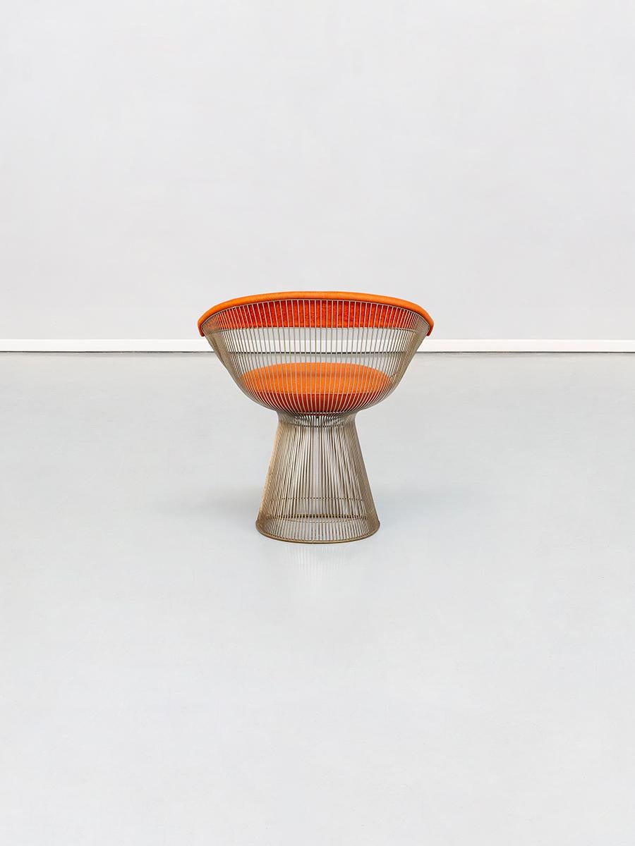 European Orange, Steel and Fabric, Dining Chairs, by Warren Platner for Knoll, 1960s