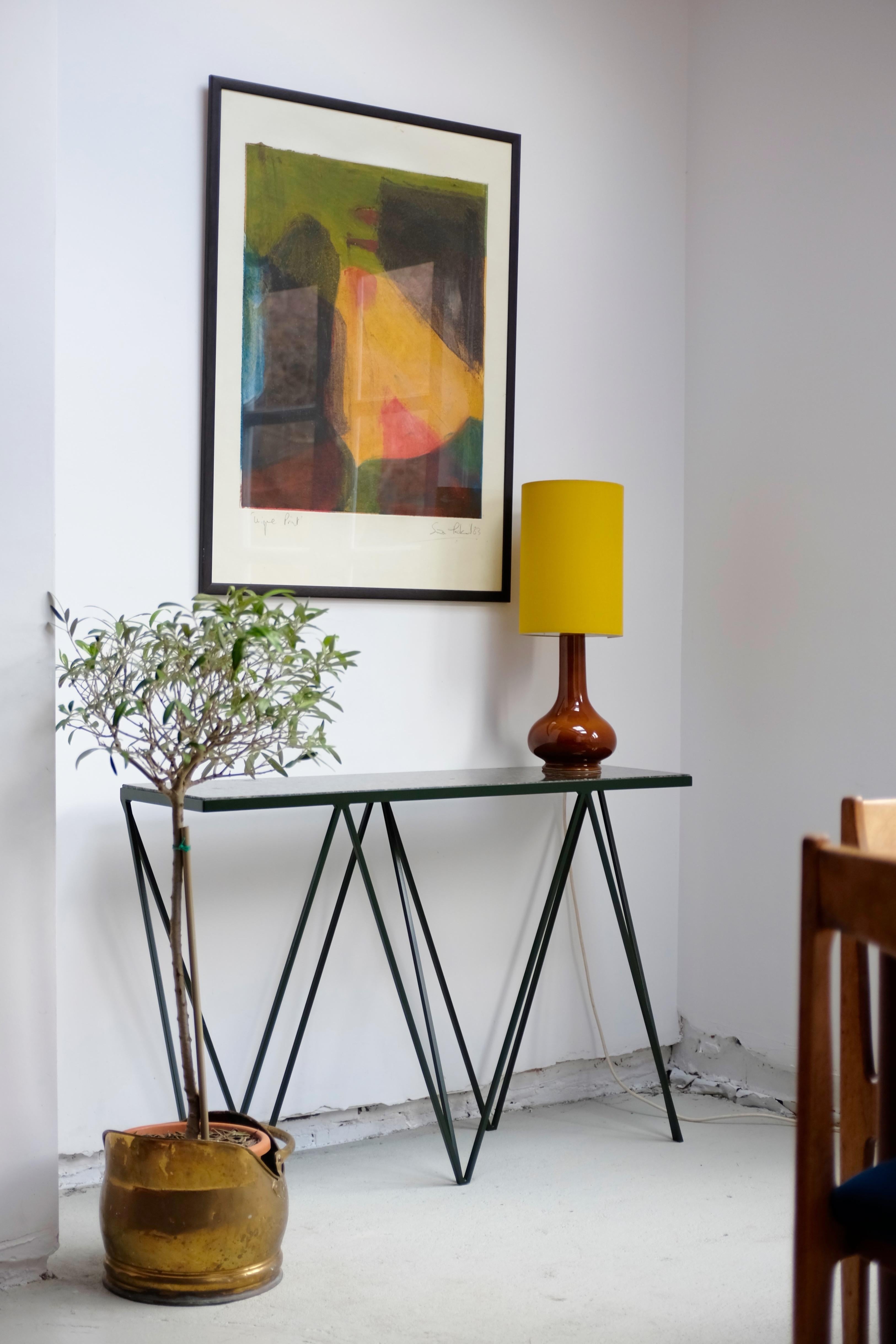 Table console en acier orange personnalisable / Bois, marbre et plateau en pierre en option en vente 5