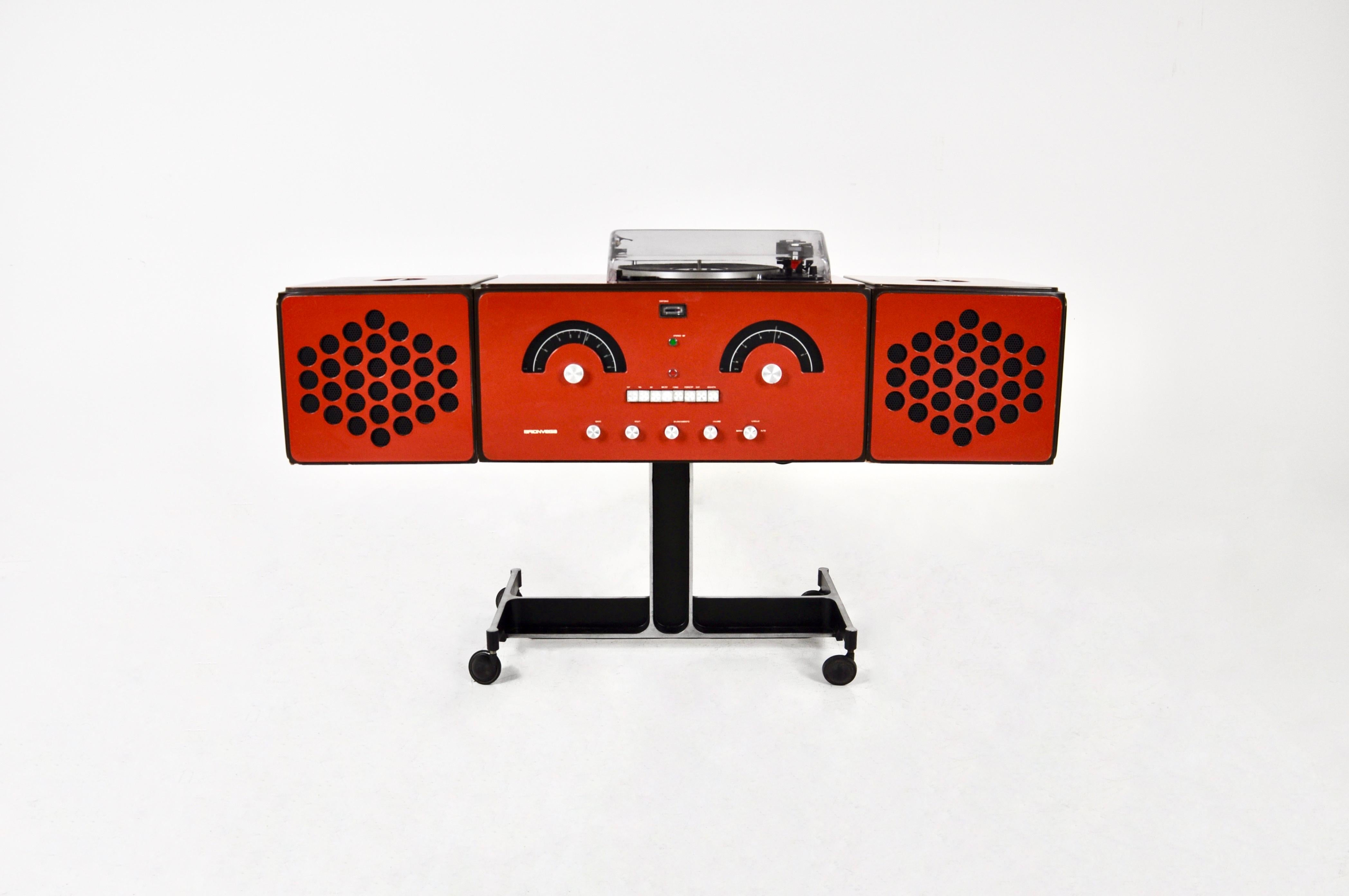 Mid-Century Modern Orange Stereophonic RR-126 Radio by F.lli Castiglioni for Brionvega, 1960s For Sale