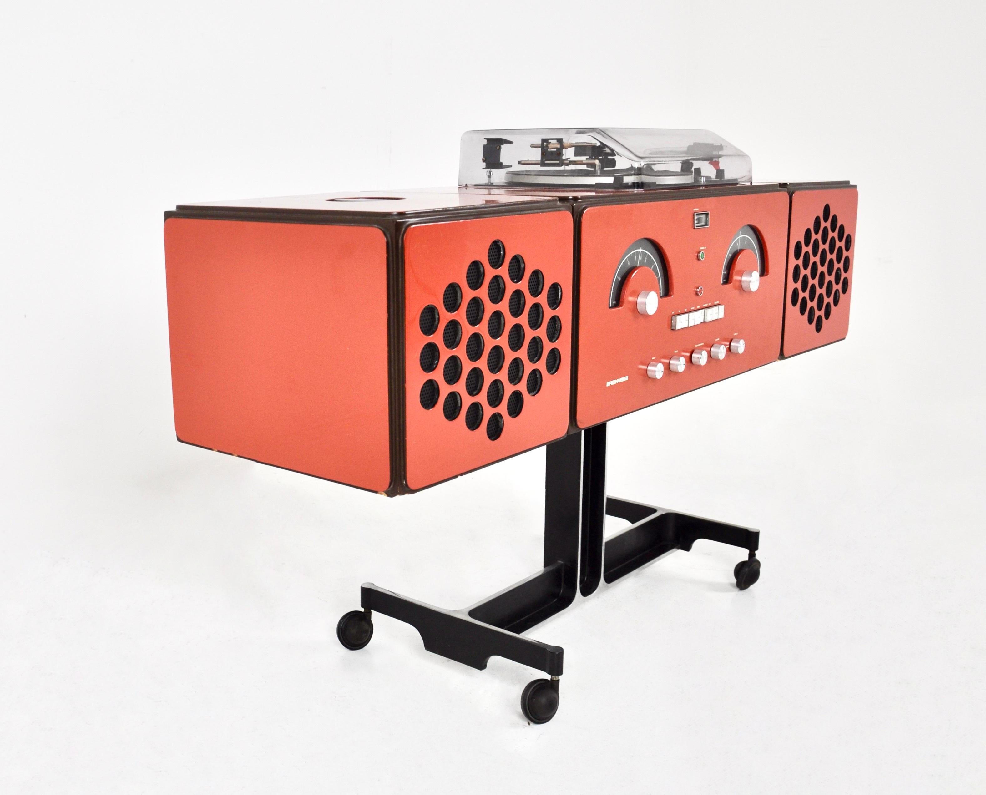 Orangefarbenes Stereophonisches RR-126 Radio von F.lli Castiglioni für Brionvega, 1960er Jahre im Zustand „Gut“ im Angebot in Lasne, BE