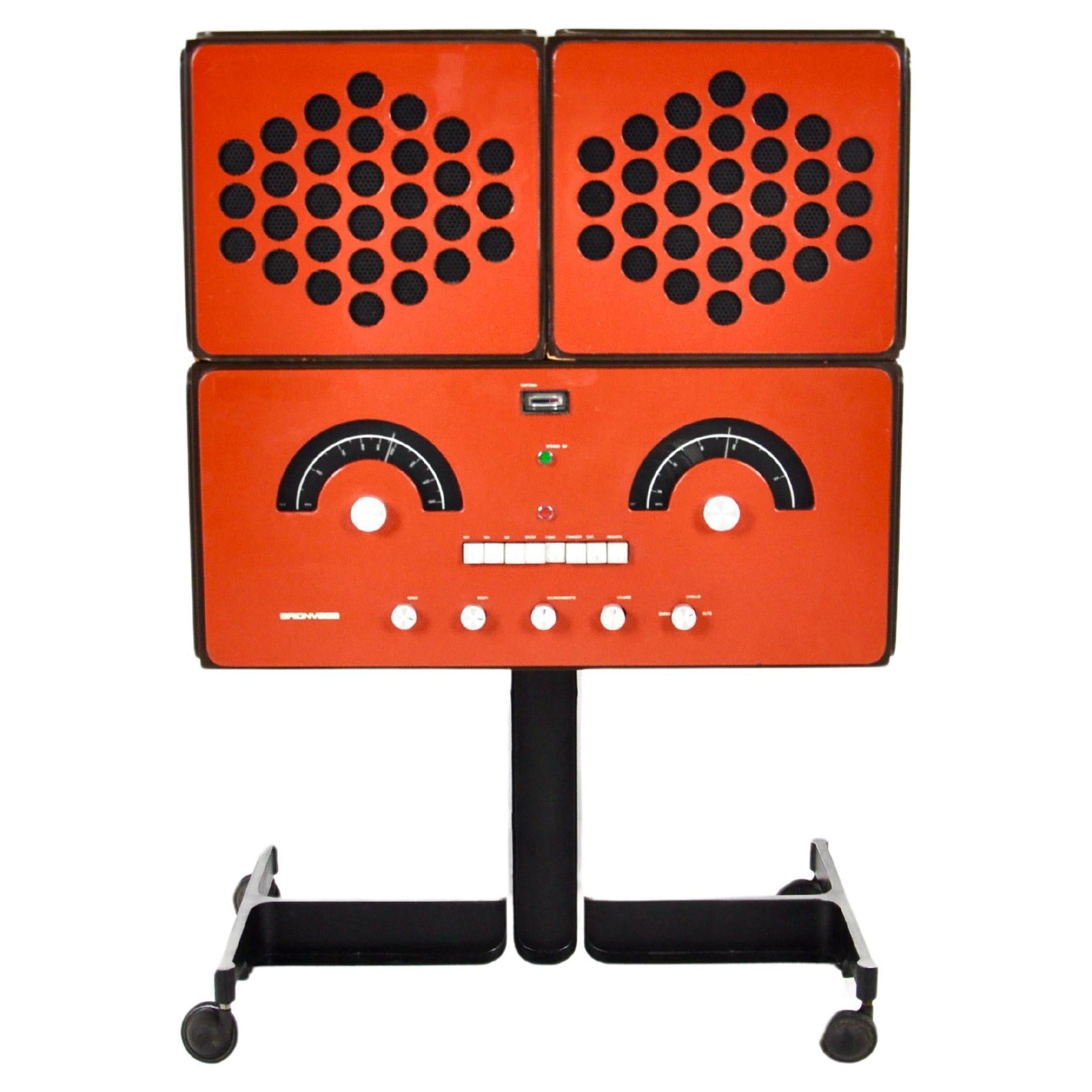 Orange Stereophonic RR-126 Radio by F.lli Castiglioni for Brionvega, 1960s For Sale